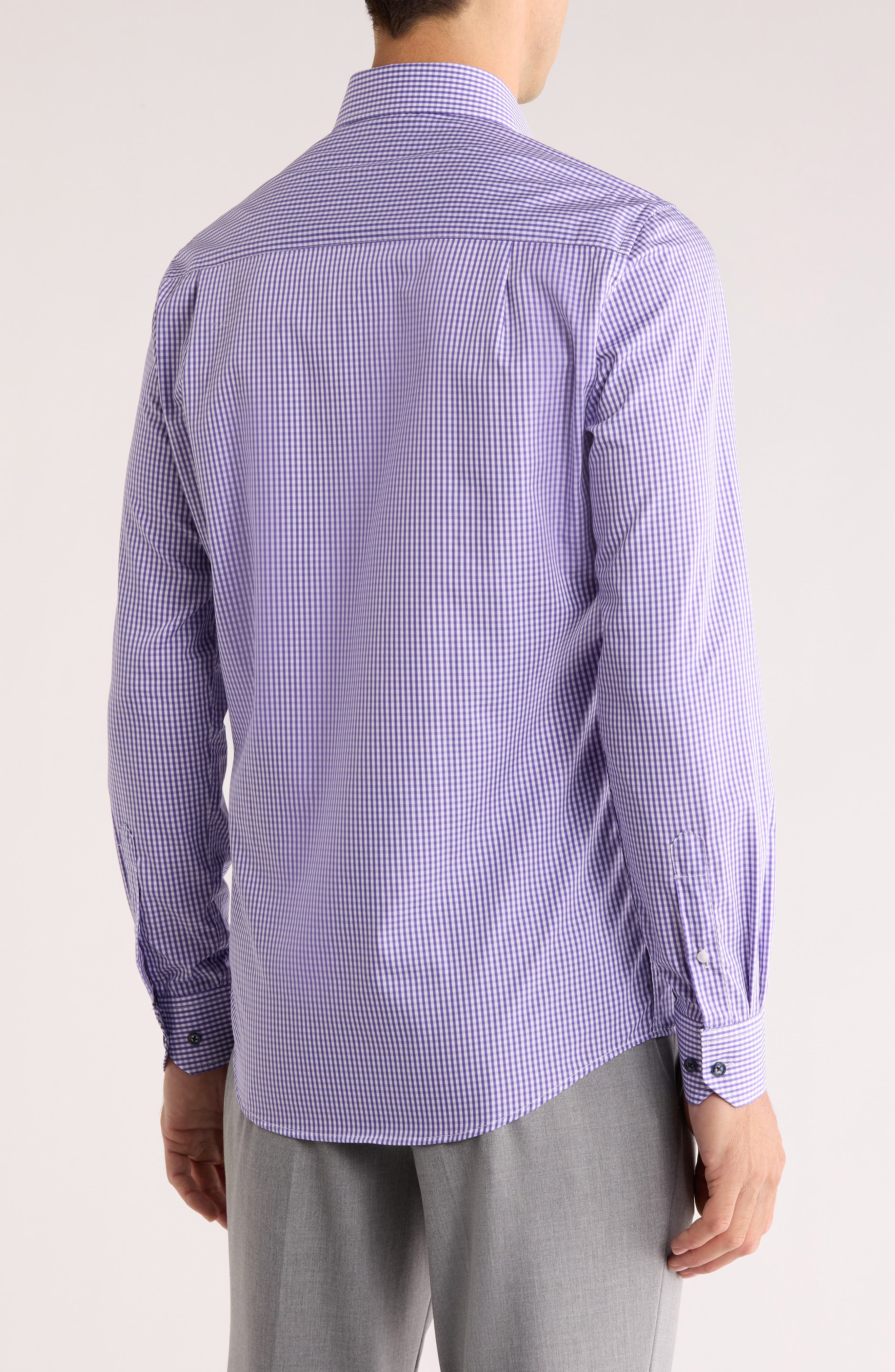 Duchamp Tailored Fit Check Print Dress Shirt