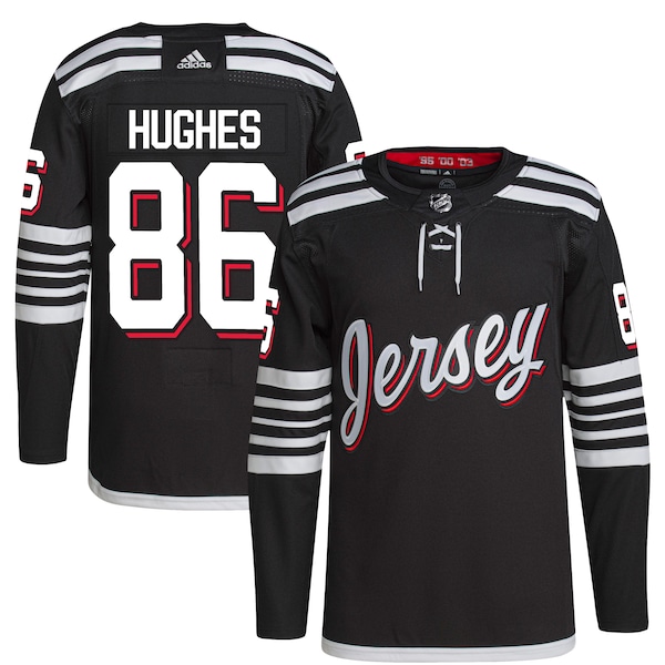 Jack Hughes New Jersey Devils adidas Alternate Primegreen Authentic Player Jersey - Black/Red