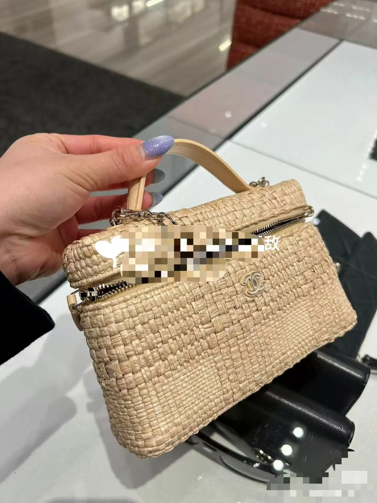 Chanel Beige Woven Leather Top Handle Bag product photo from LabelPicks