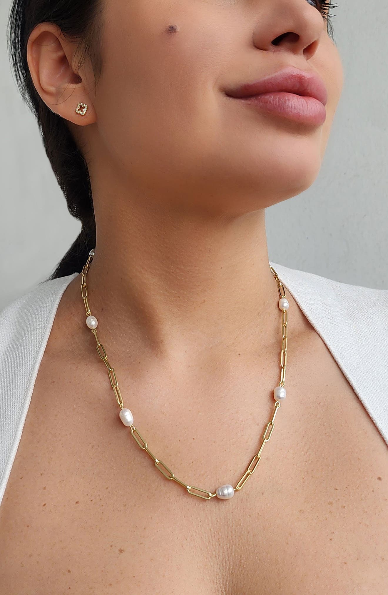 Adornia 14K Gold Plated Freshwater Station Necklace