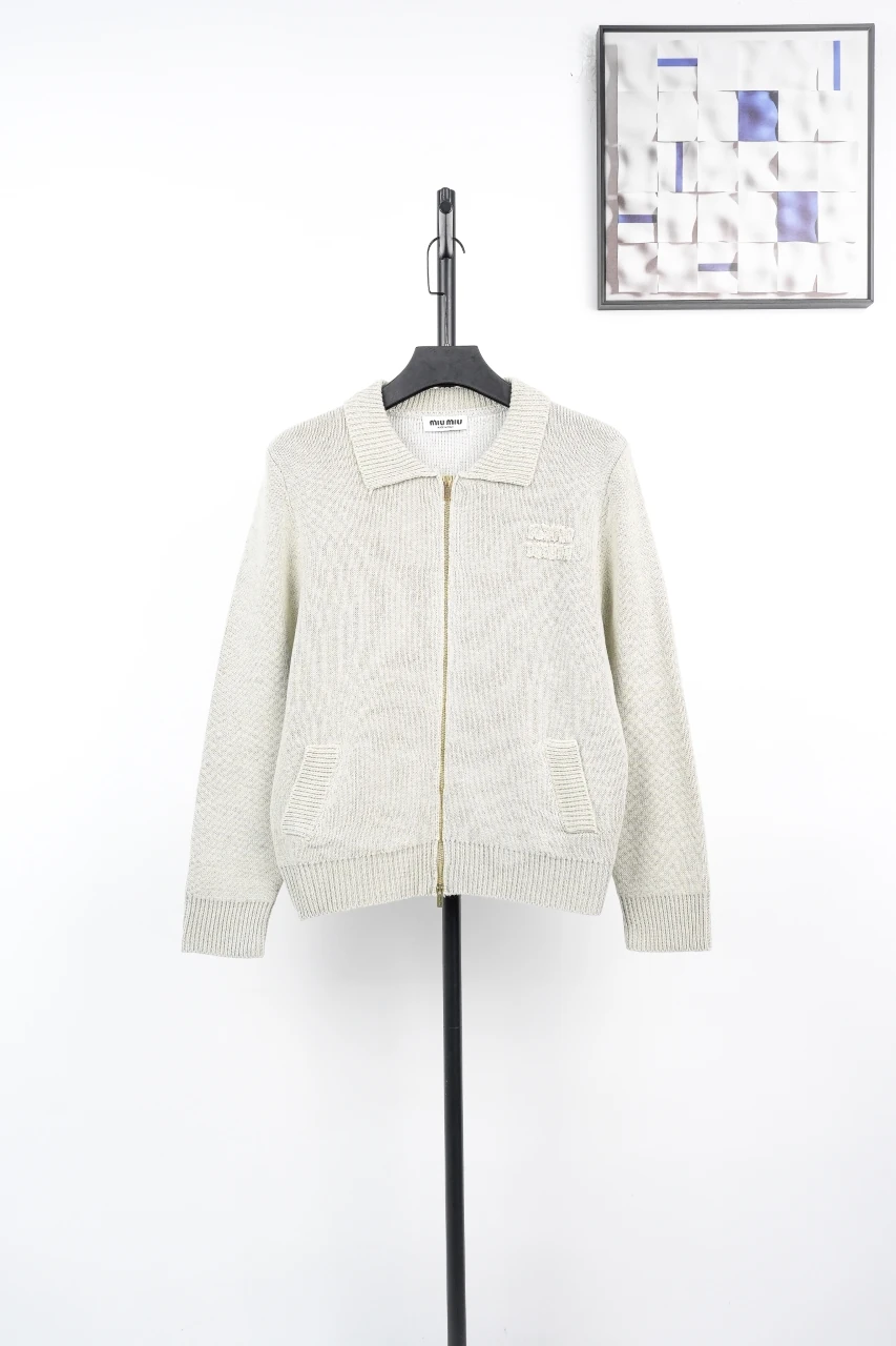 Miu Miu Oat Grey Wool Zip Jacket product photo from LabelPicks
