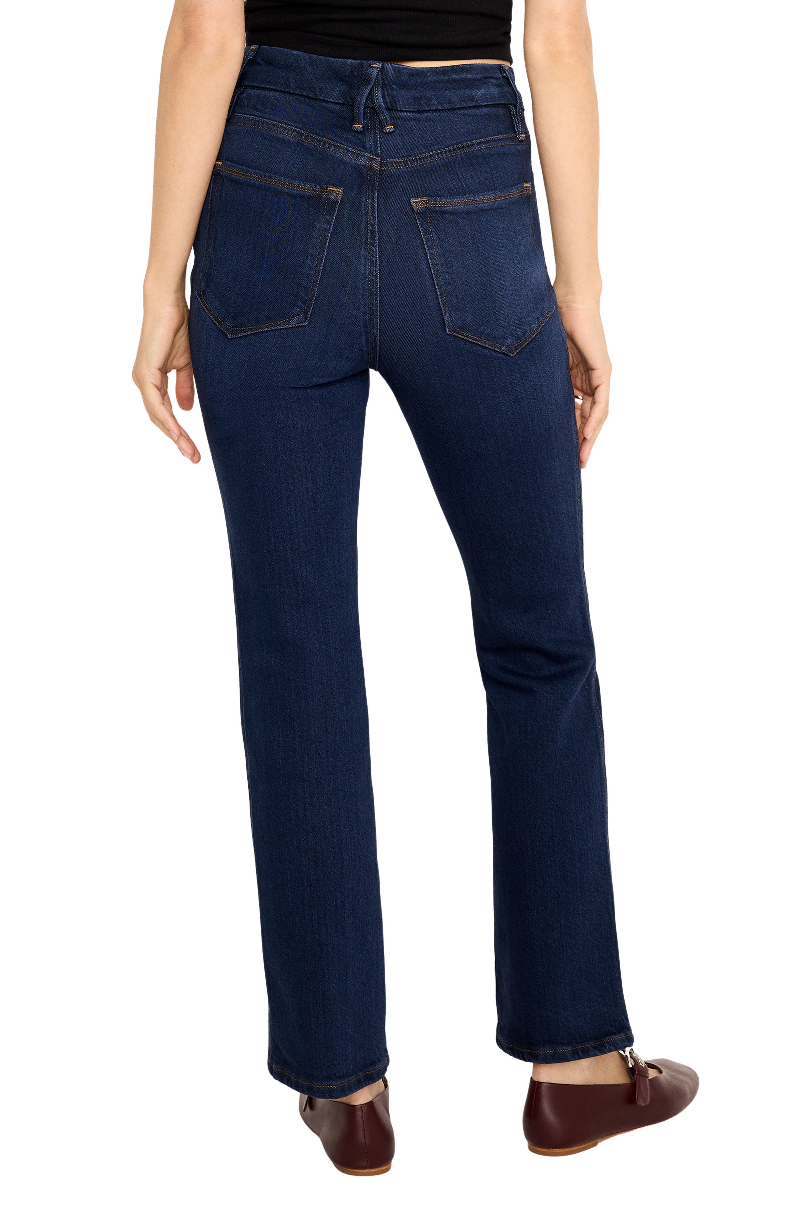Good American Soft Tech Good Curve High Waist Ankle Straight Leg Jeans