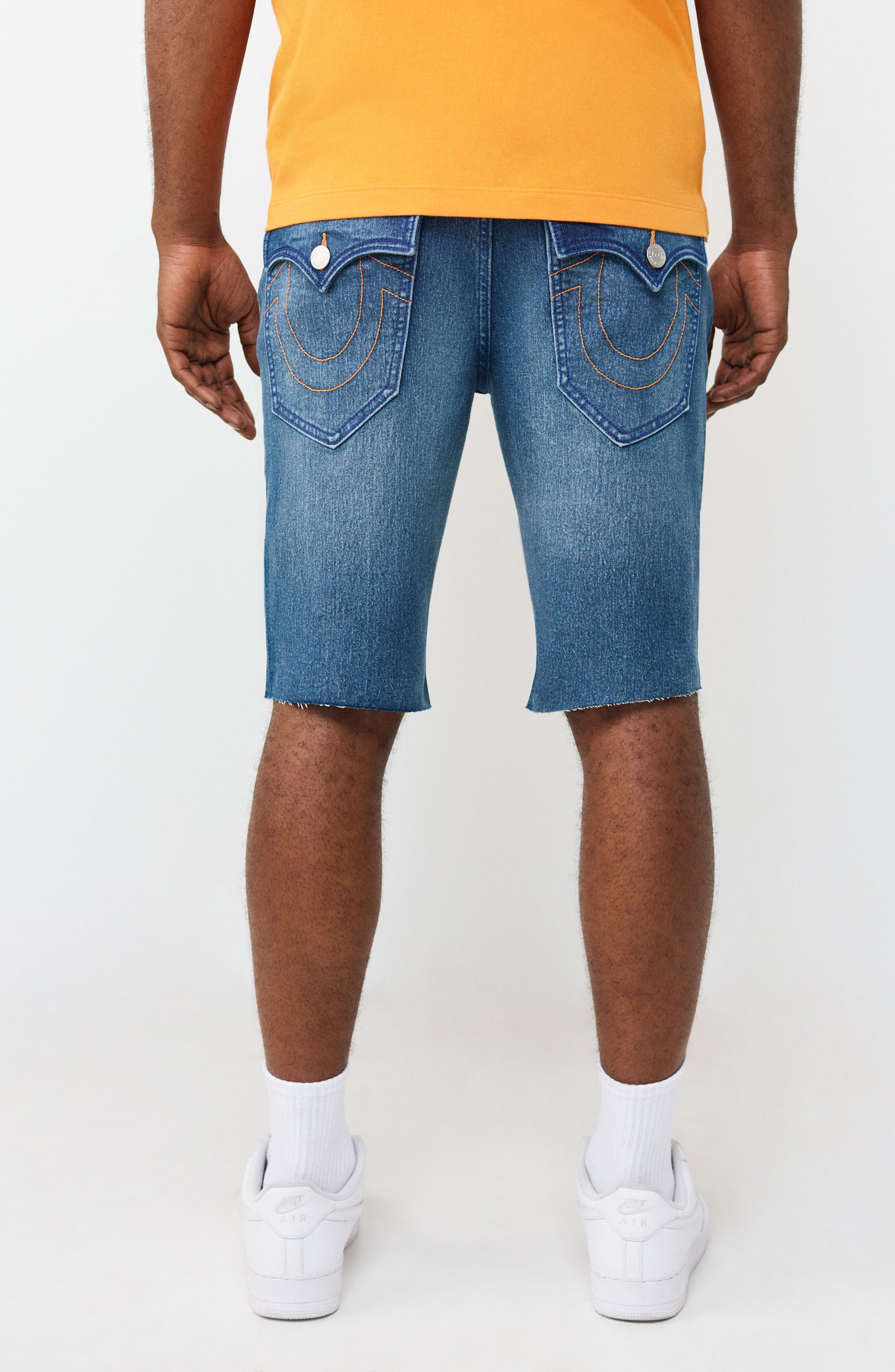 True Religion Rocco Super T Flap Raw Hem Jean Shorts