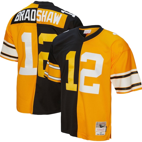 Terry Bradshaw Pittsburgh Steelers 1976 Split Legacy Replica Jersey - Black/Gold
