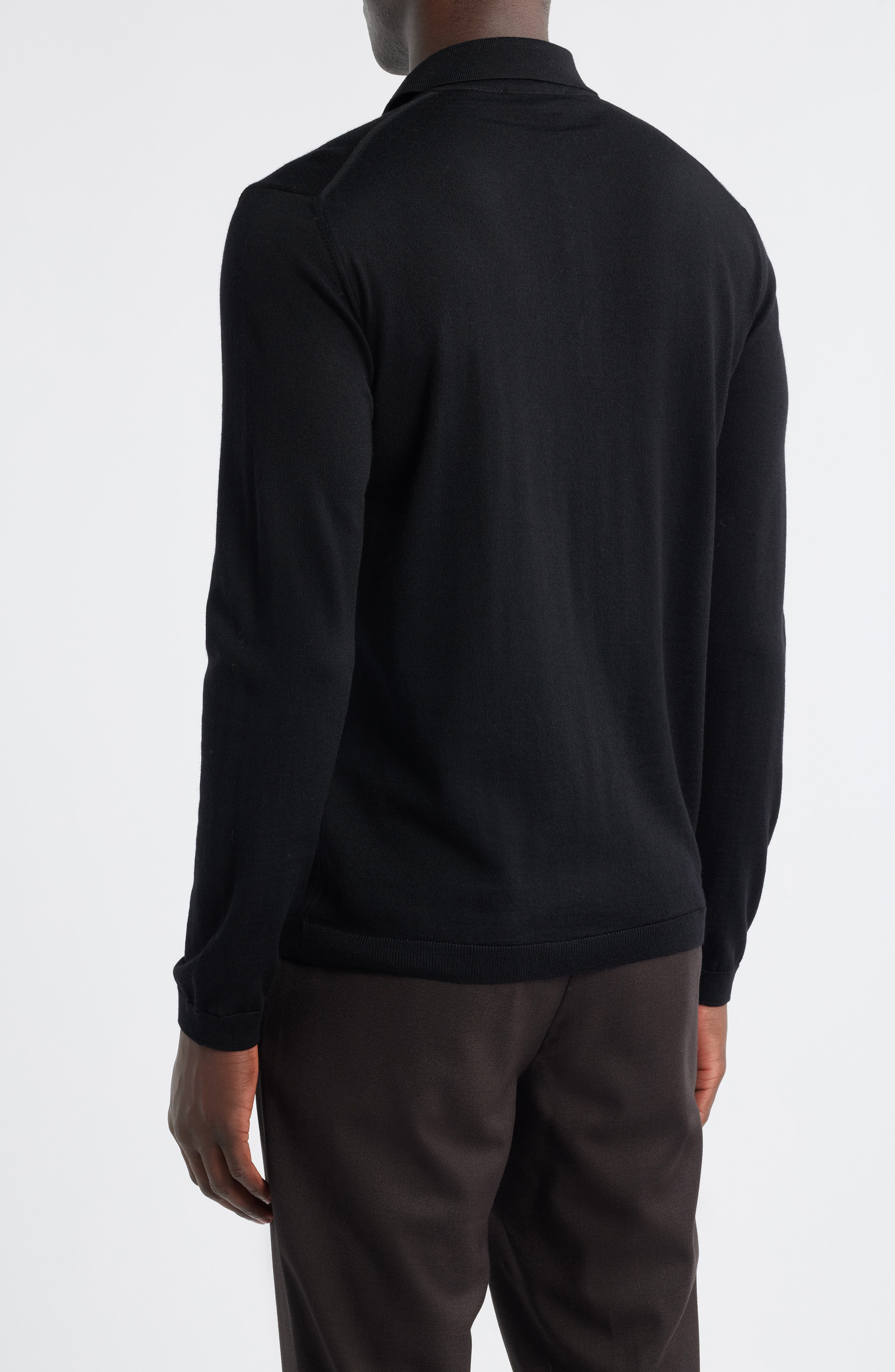 Jack Victor Long Sleeve Wool & Silk Polo Sweater