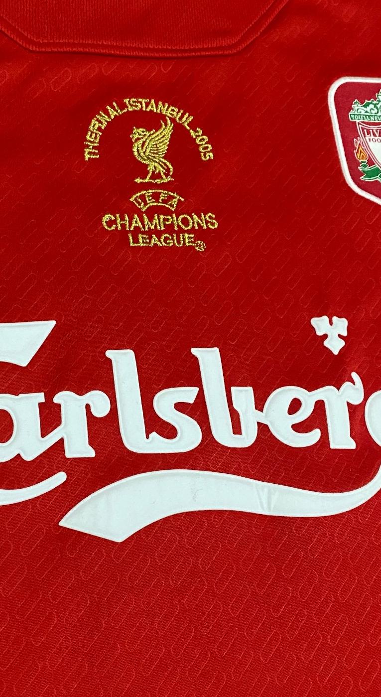 Steven Gerrard SIGNED Liverpool 04/05 UCL Final Home Jersey/Shirt - COA - 2005 Retro