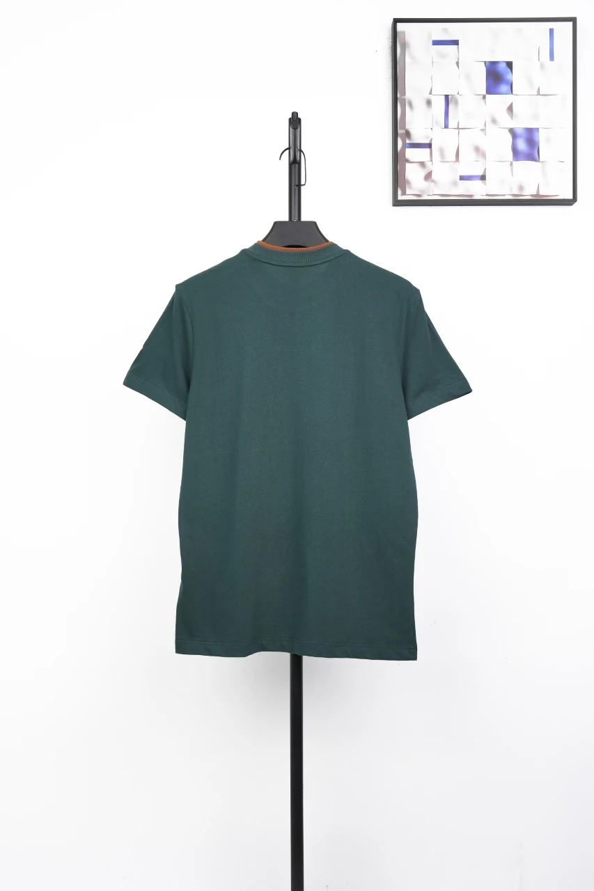 Moncler Dark Green Brown Contrast-Collar Embroidered T-Shirt product photo from LabelPicks