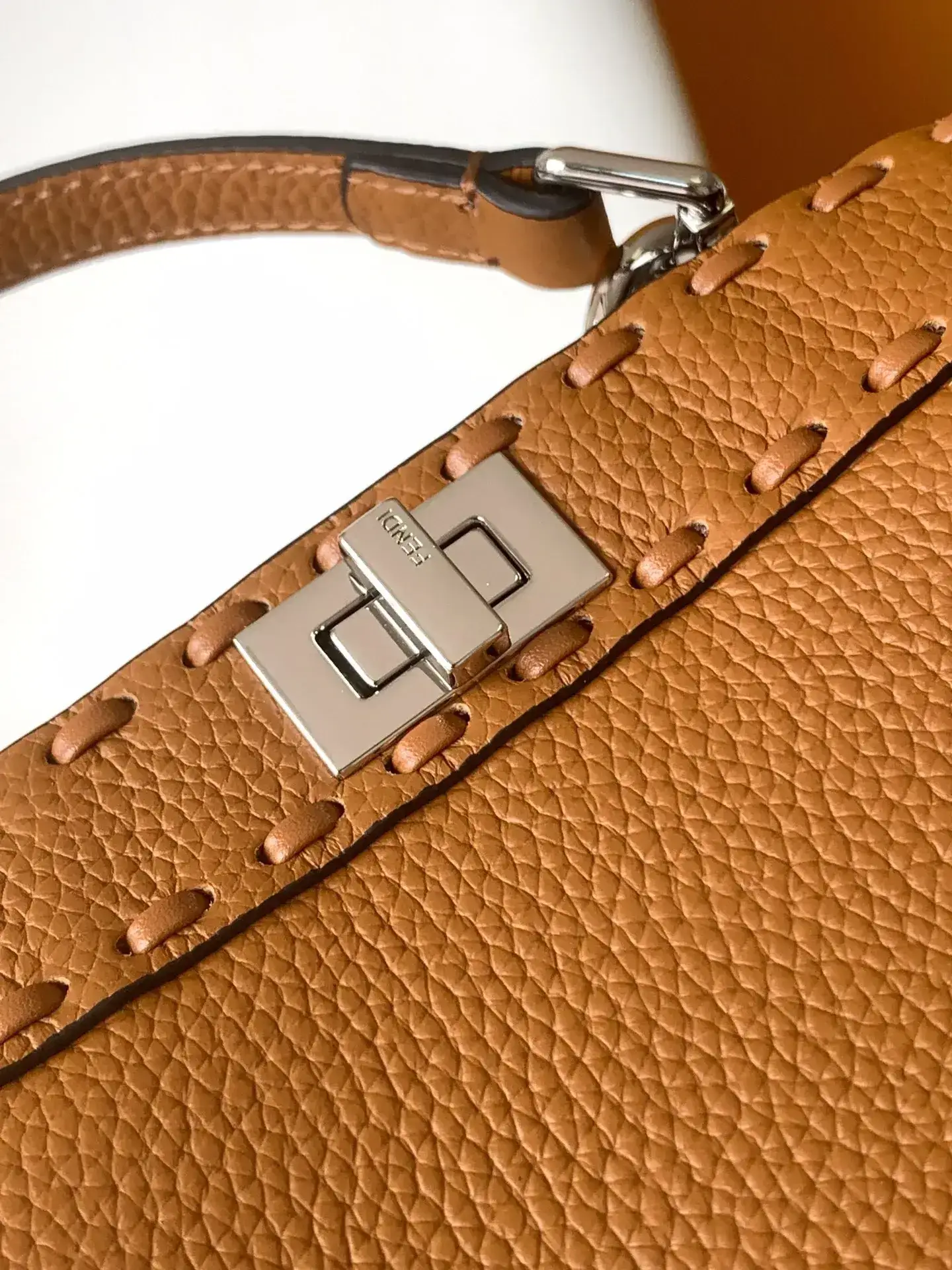 Fendi Brown Peekaboo Calfskin Top Handle Bag product photo from LabelPicks