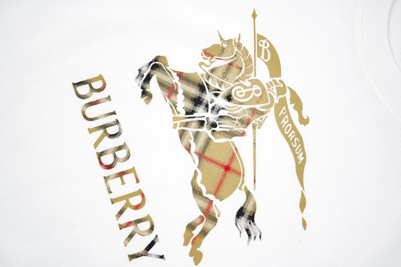 Burberry White Equestrian Knight Check Print Cotton T-Shirt product photo from LabelPicks