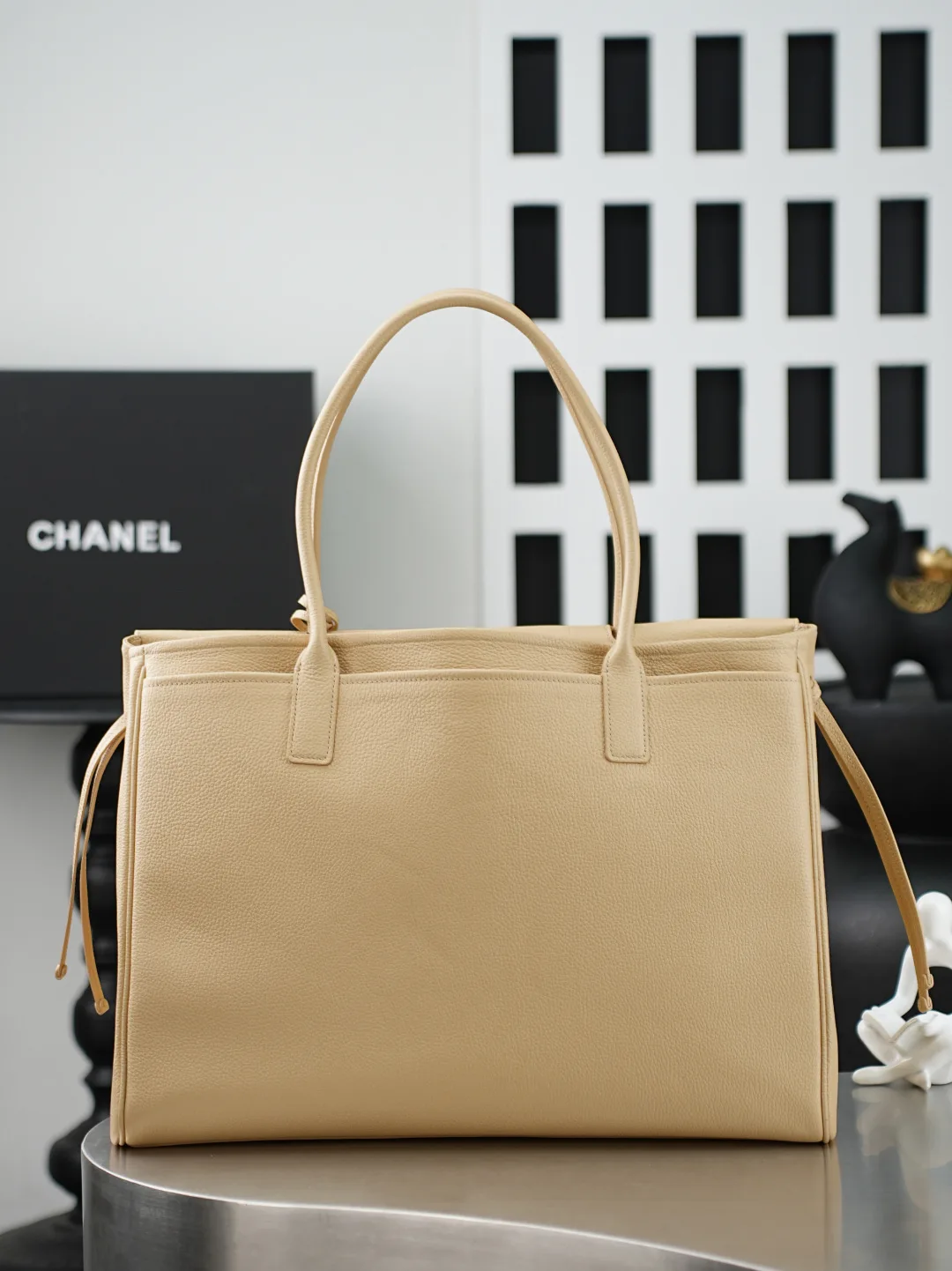 Chanel Beige Grained Leather Tote Bag product photo from LabelPicks