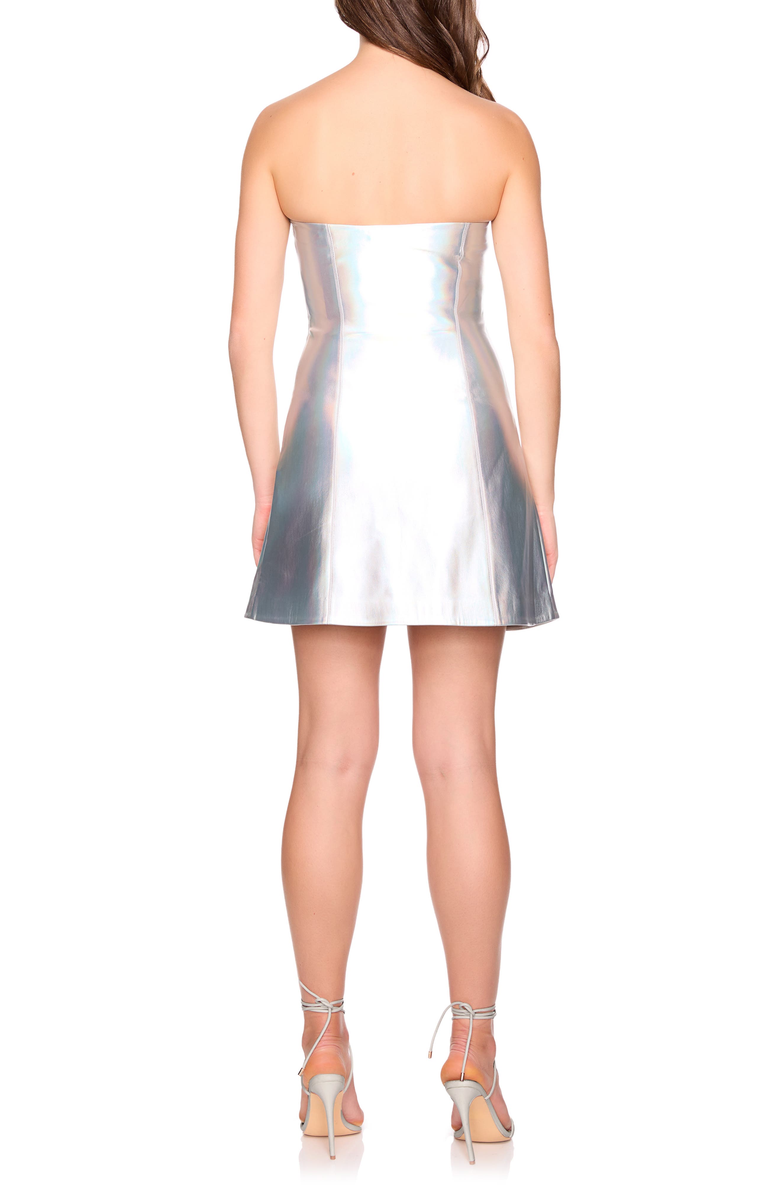 Susana Monaco Strapless Iridescent Faux Leather Minidress