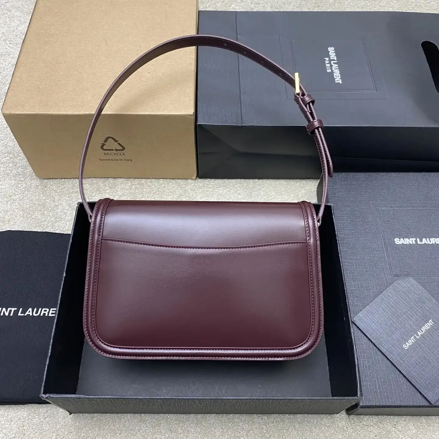 Saint Laurent Burgundy Lambskin Shoulder Bag product photo from LabelPicks