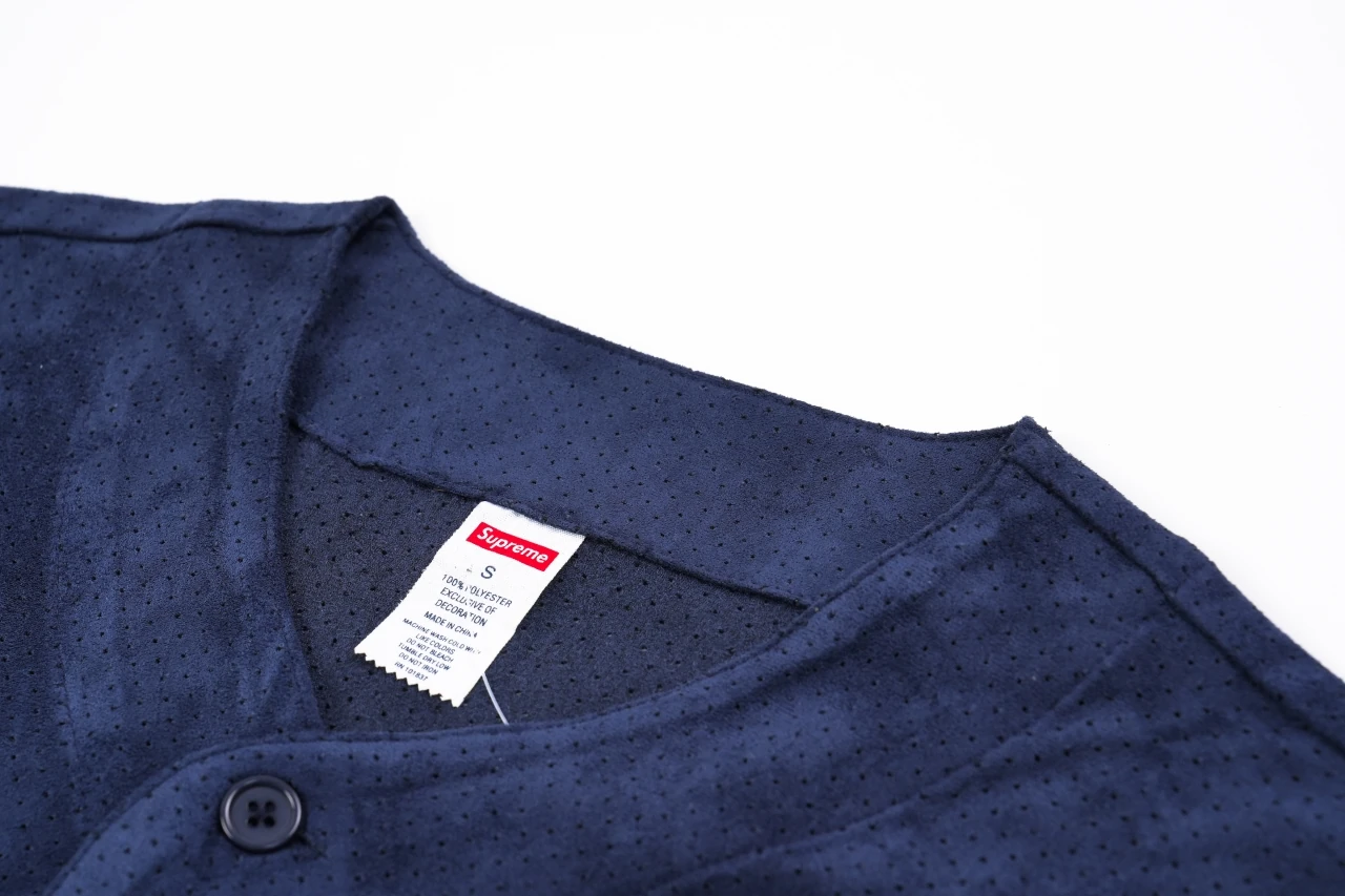Supreme Navy Suede Mesh Baseball Jersey product photo from LabelPicks