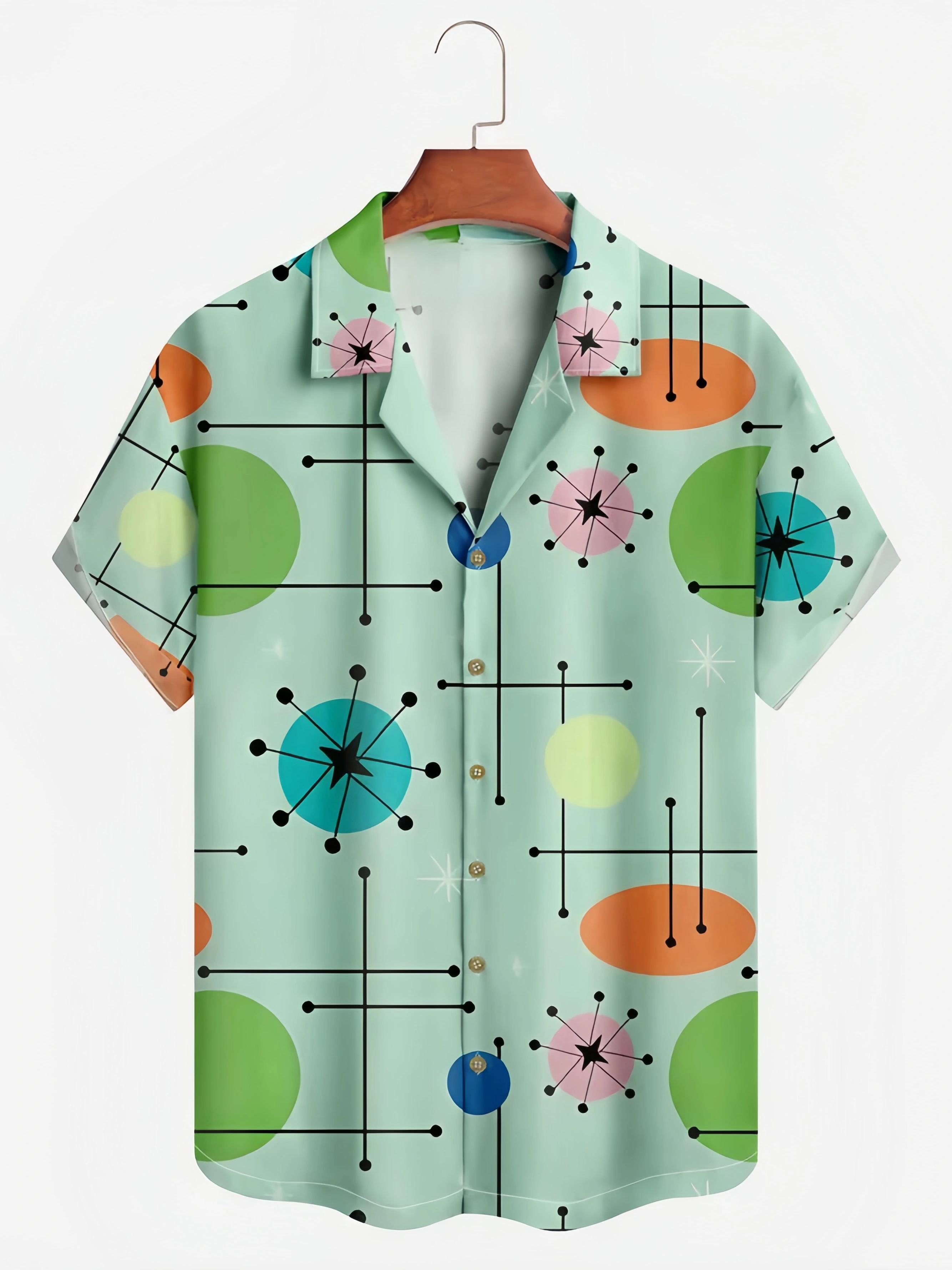 Geometric Pattern Line Short Sleeve Aloha Shirt
