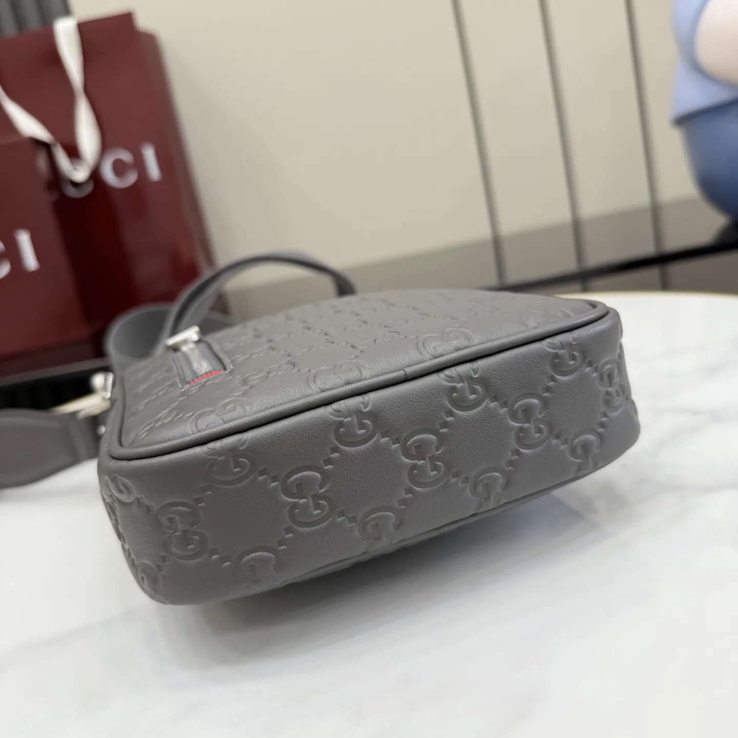Gucci Grey Smooth Leather Crossbody Bag product photo from LabelPicks