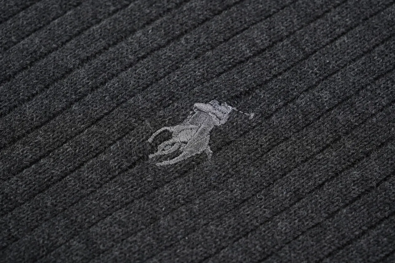 Ralph Lauren Black Ribbed Pony Embroidered Knit Polo Shirt product photo from LabelPicks