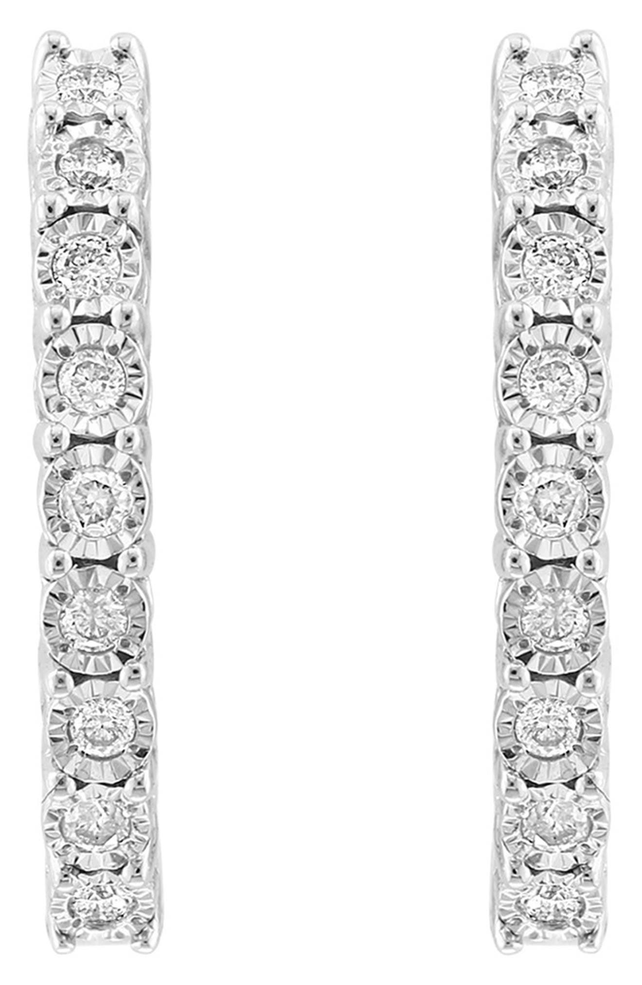 EFFY Sterling Silver Diamond Huggie Hoop Earrings - 0.18 ctw.