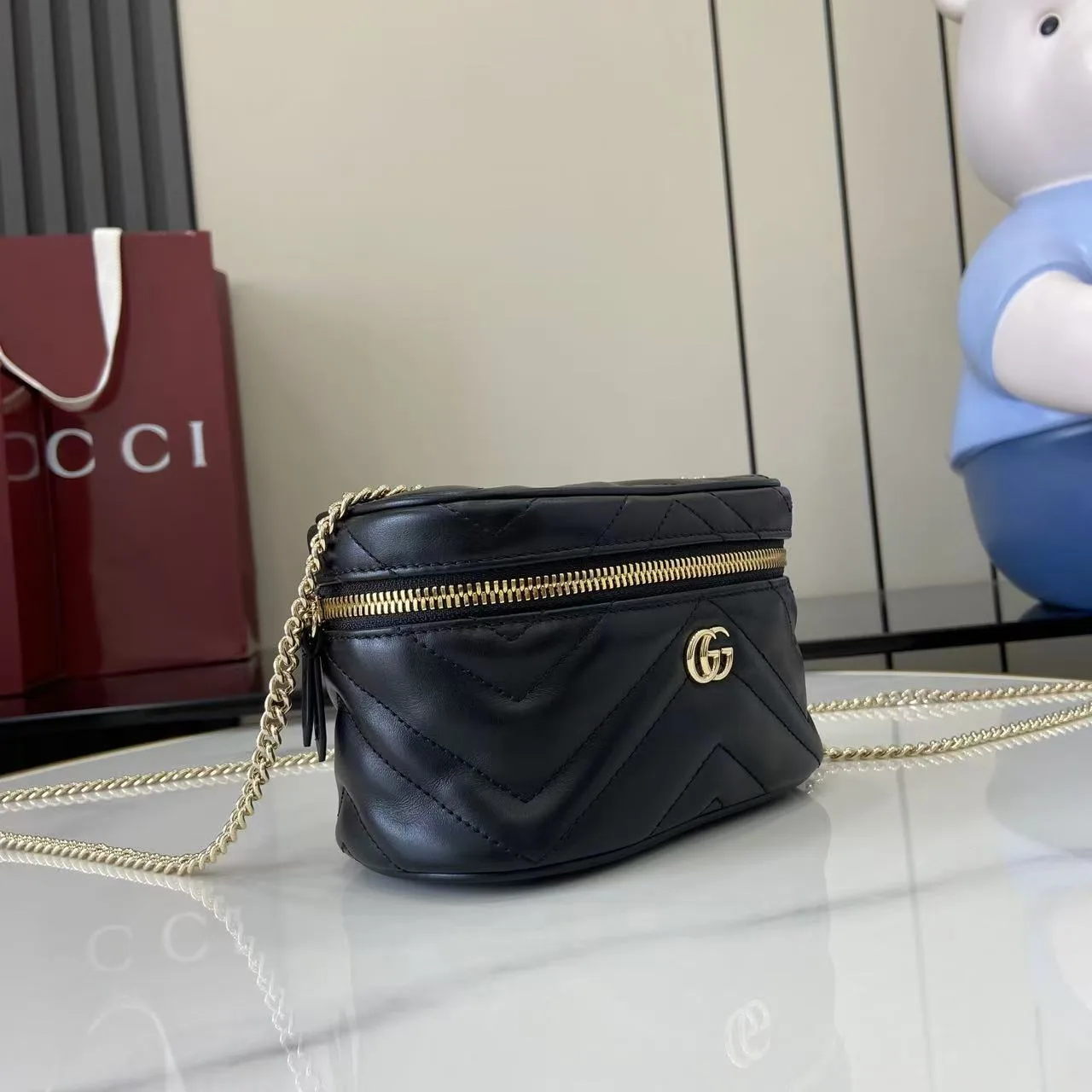 Gucci Marmont Black GG Supreme Canvas Top Handle Bag product photo from LabelPicks