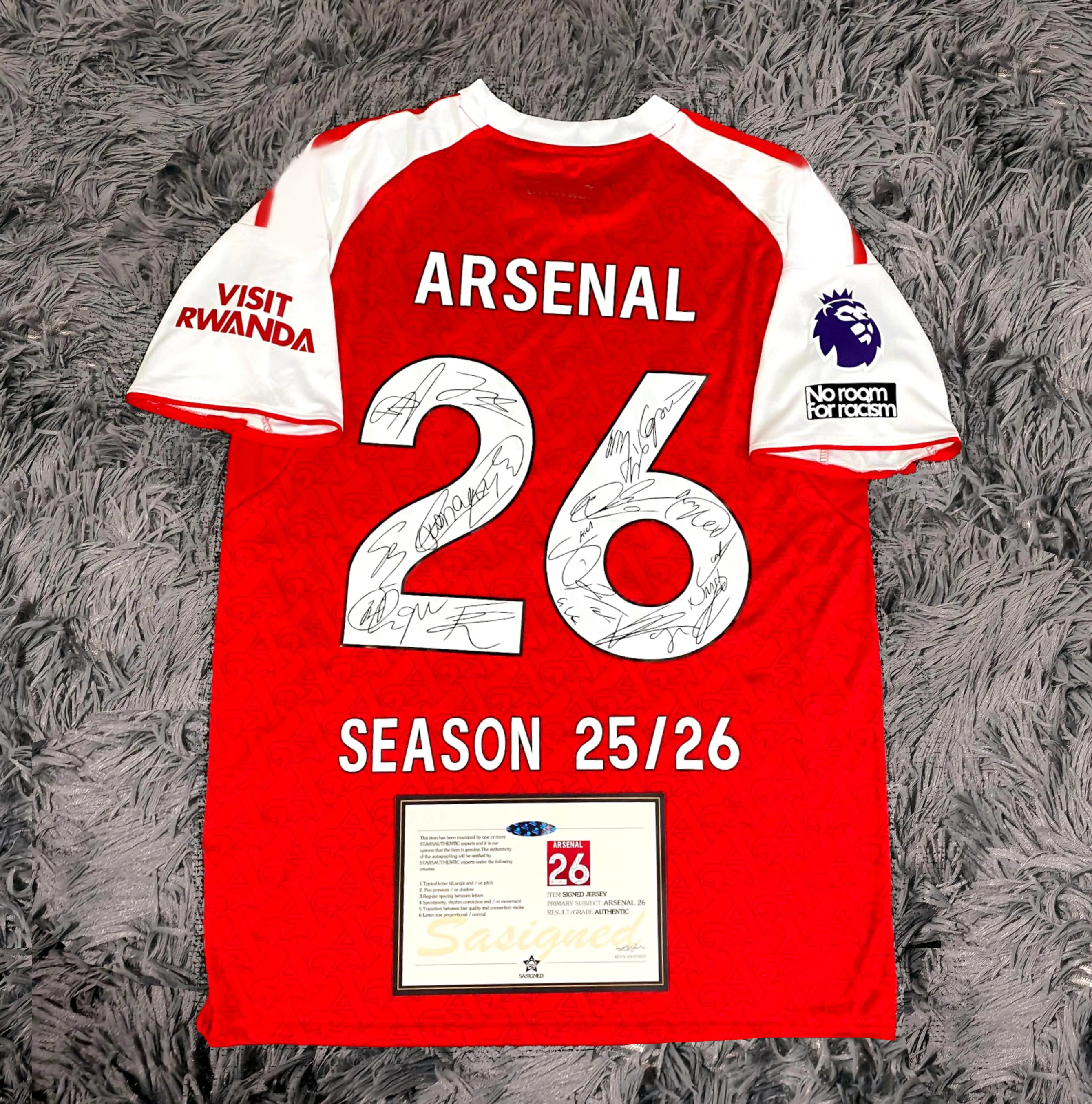 Arsenal FULL 2025 SIGNED Team Squad Signature Jersey/Shirt + COA 25/26