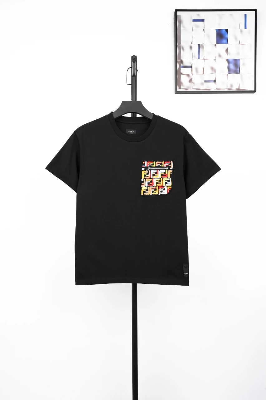 Fendi Black Multicolor FF Zip-Pocket T-Shirt product photo from LabelPicks
