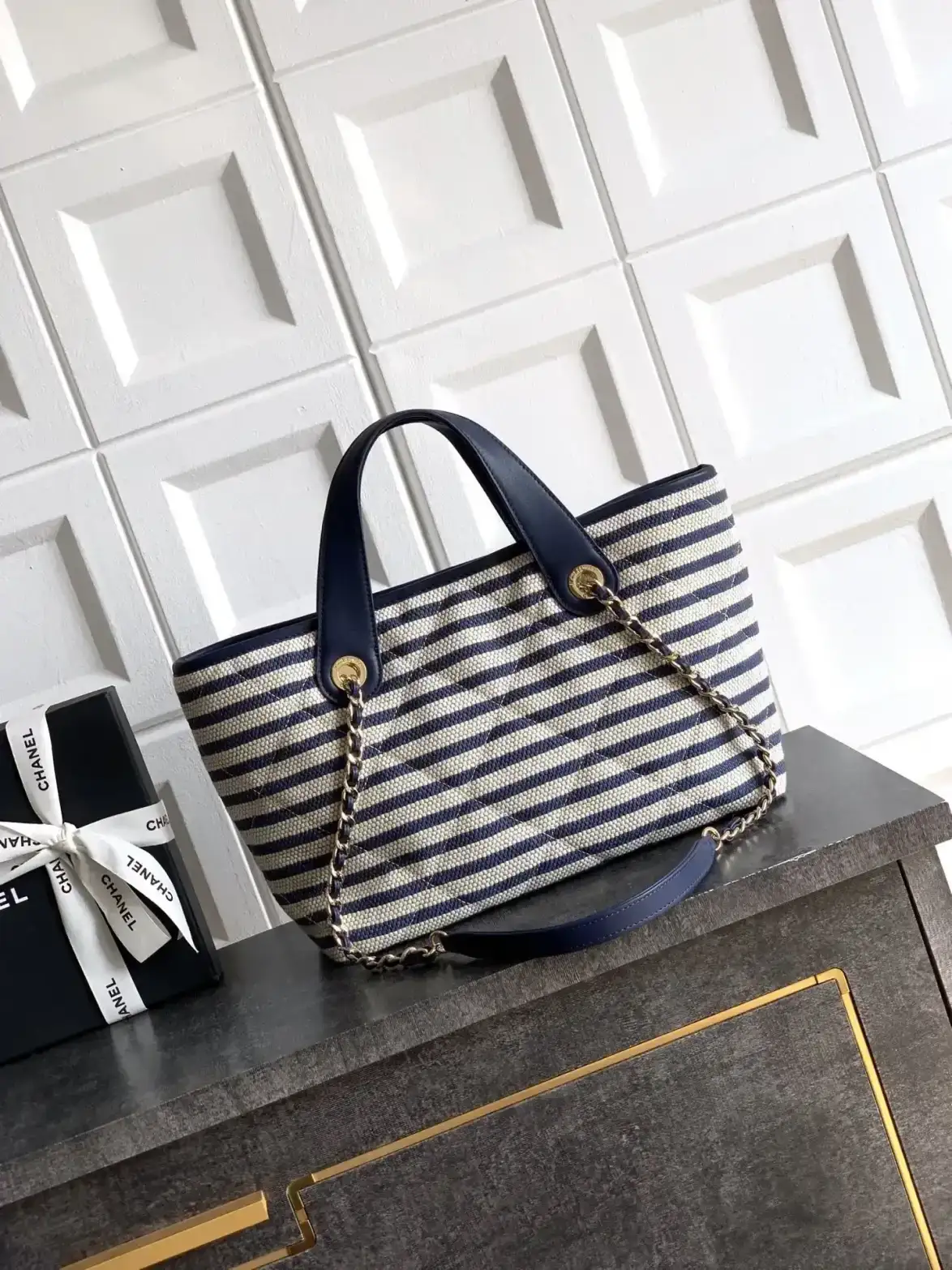 Chanel Blue Straw Woven Tote Bag product photo from LabelPicks