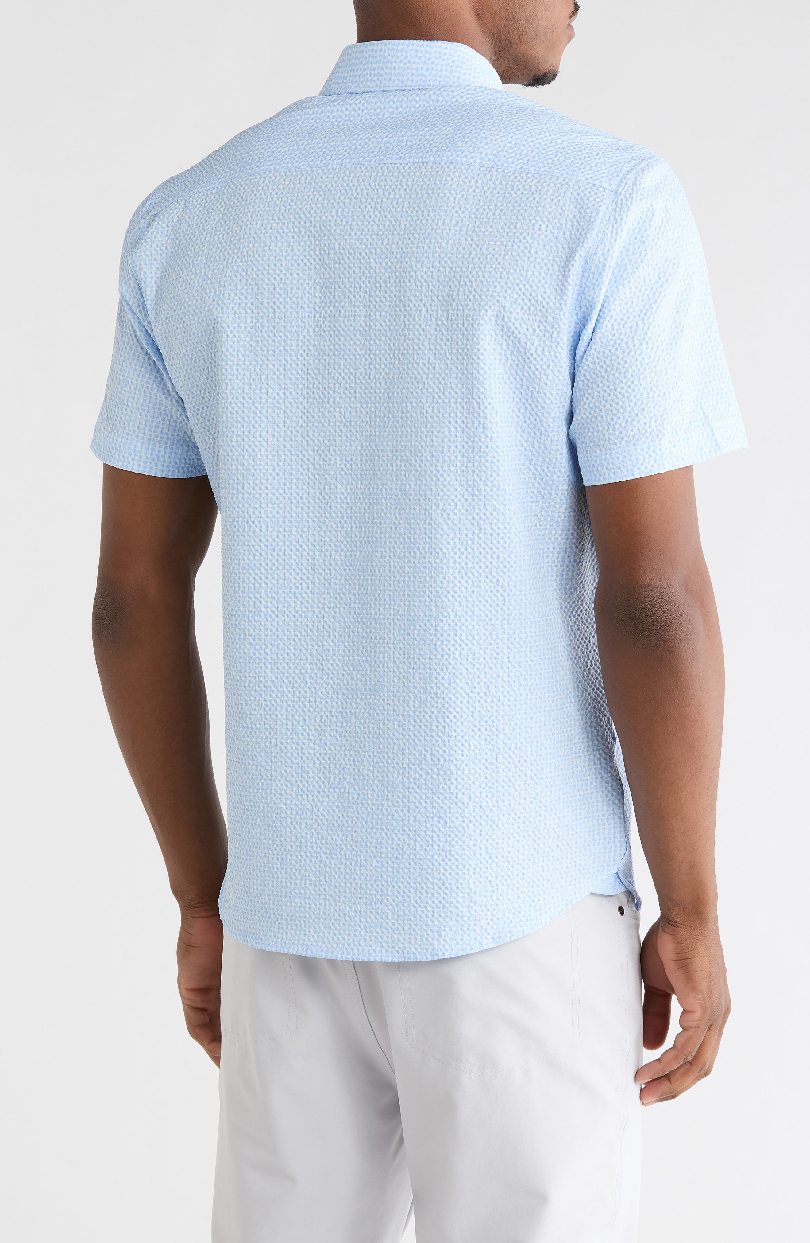 CONSTRUCT Dot Short Sleeve Seersucker Button-Down Shirt