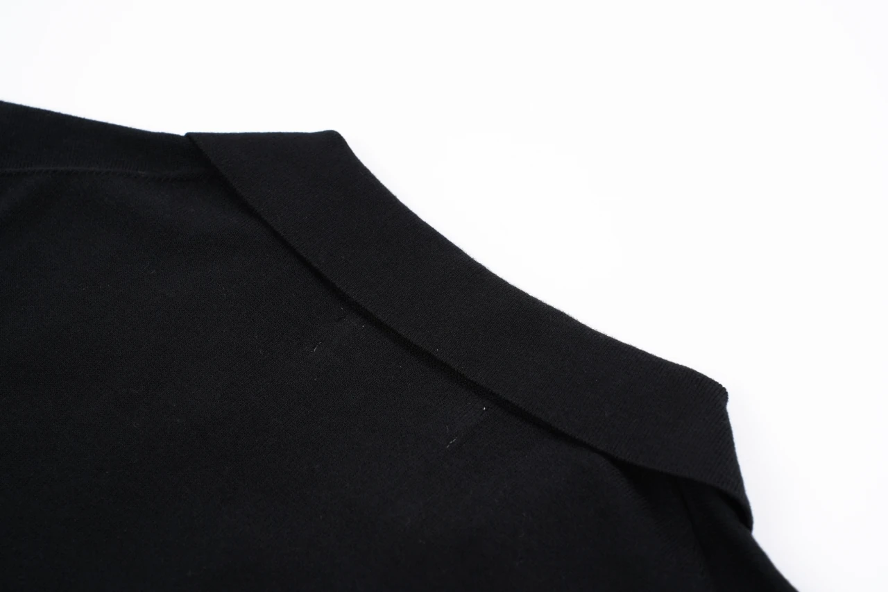 Brunello Cucinelli Black Sea-Gull Collar Cotton Knit Polo Shirt product photo from LabelPicks