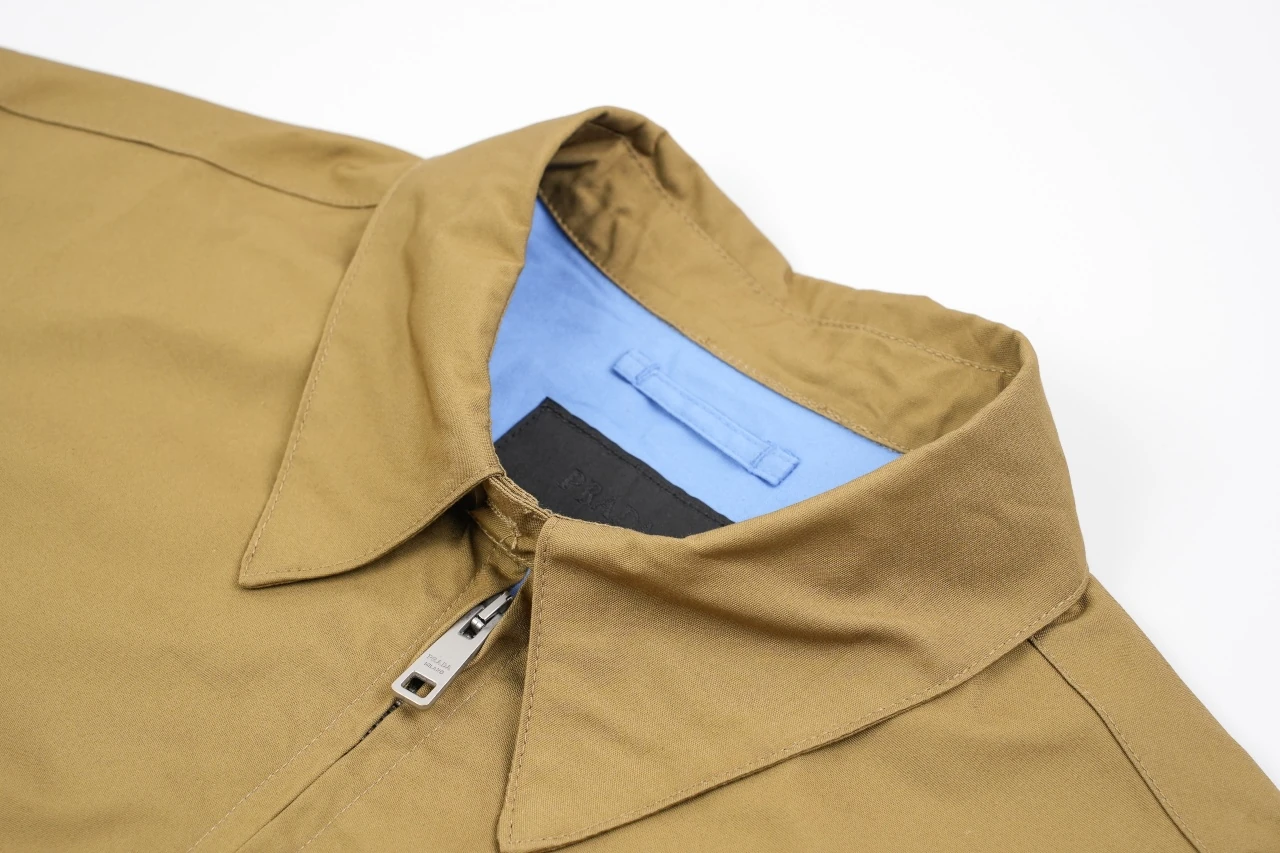 Prada Khaki Zip Jacket with Blue Lining product photo from LabelPicks