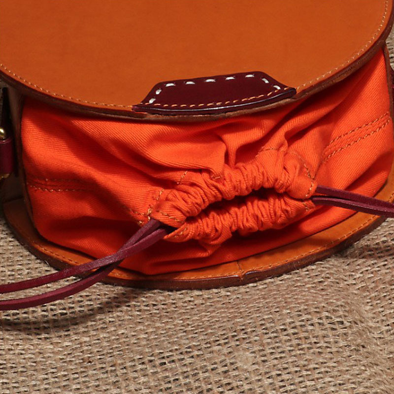 Orange Suede Mini Round Crossbody