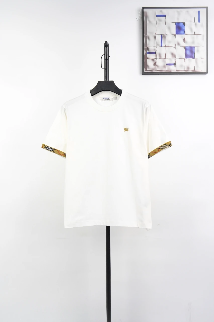 Burberry White Check Sleeve Trim Crewneck T-Shirt product photo from LabelPicks