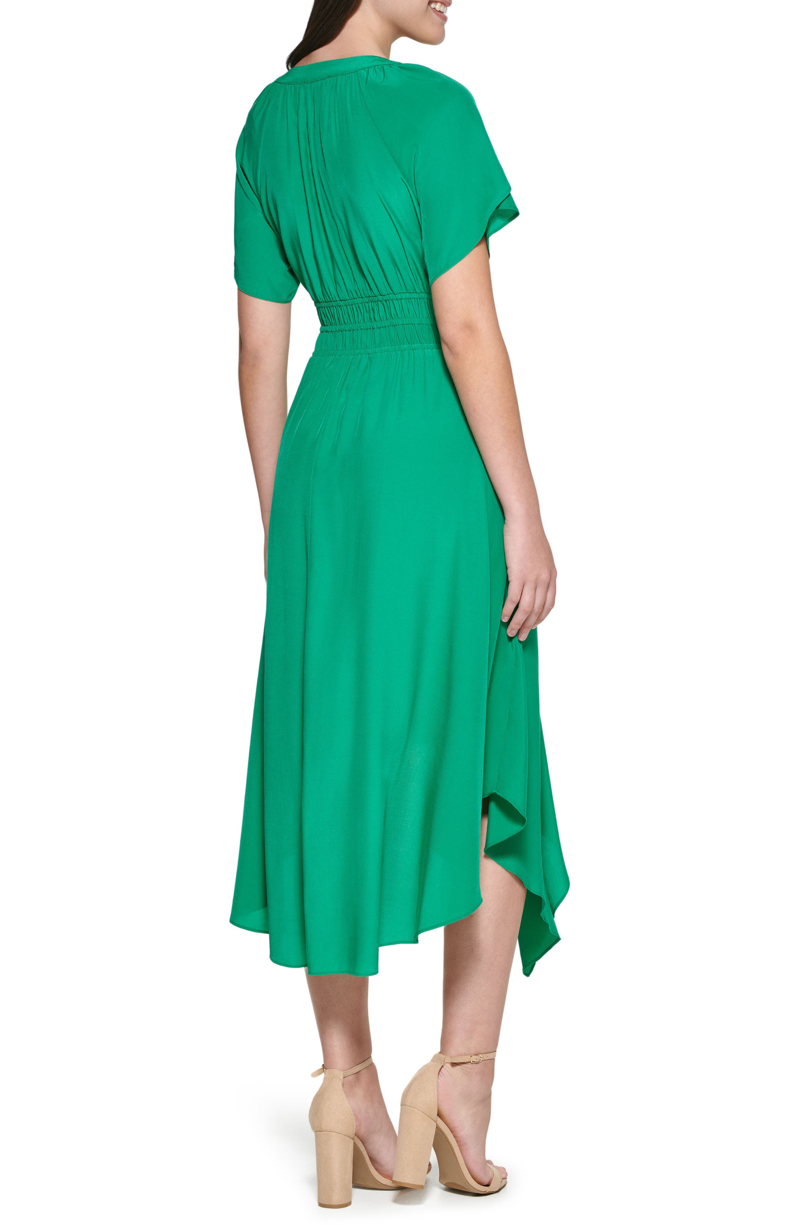 Kensie Flutter Sleeve High-Low Maxi Dress