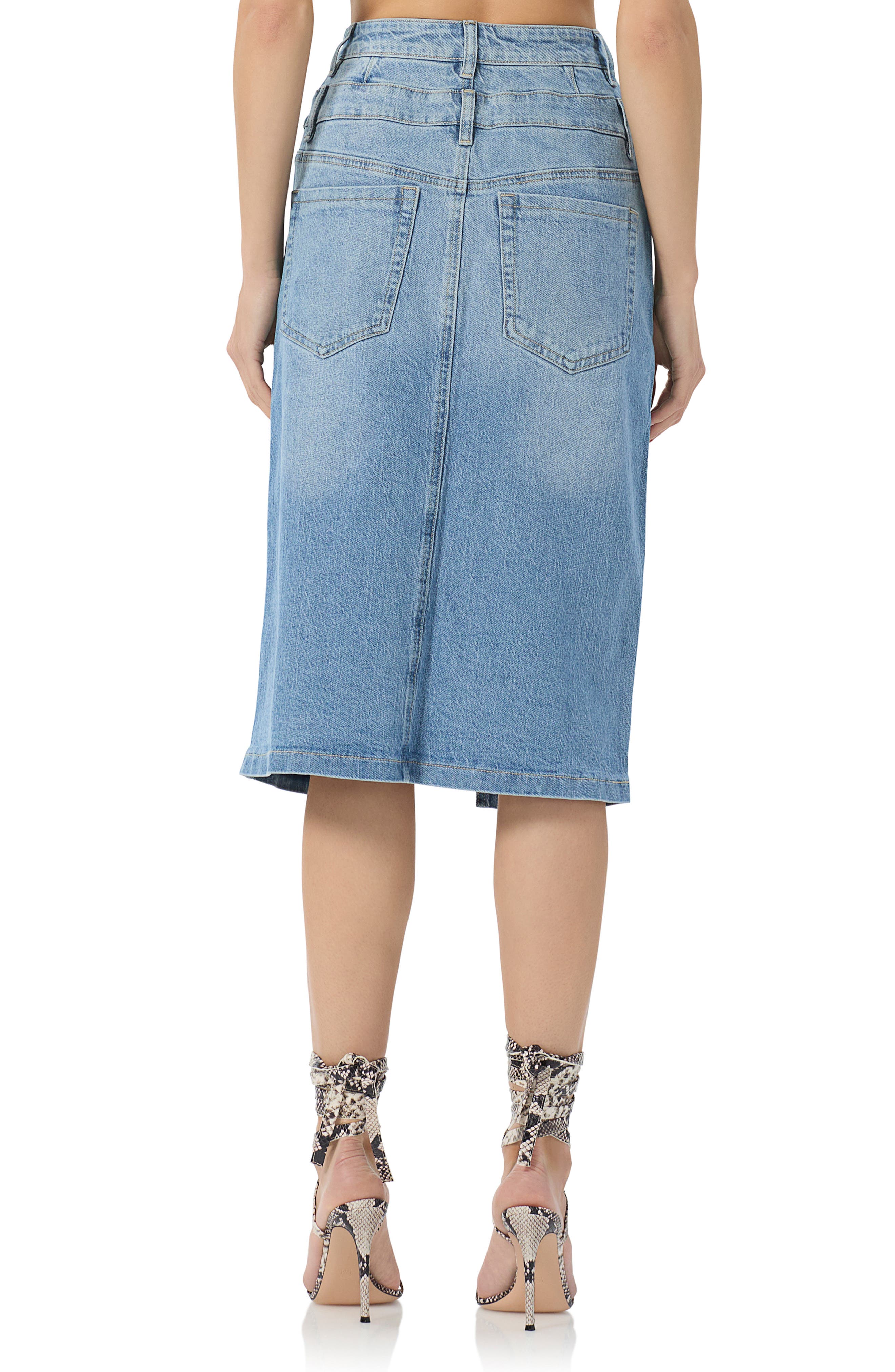 AFRM Maison Double Waist Denim Skirt