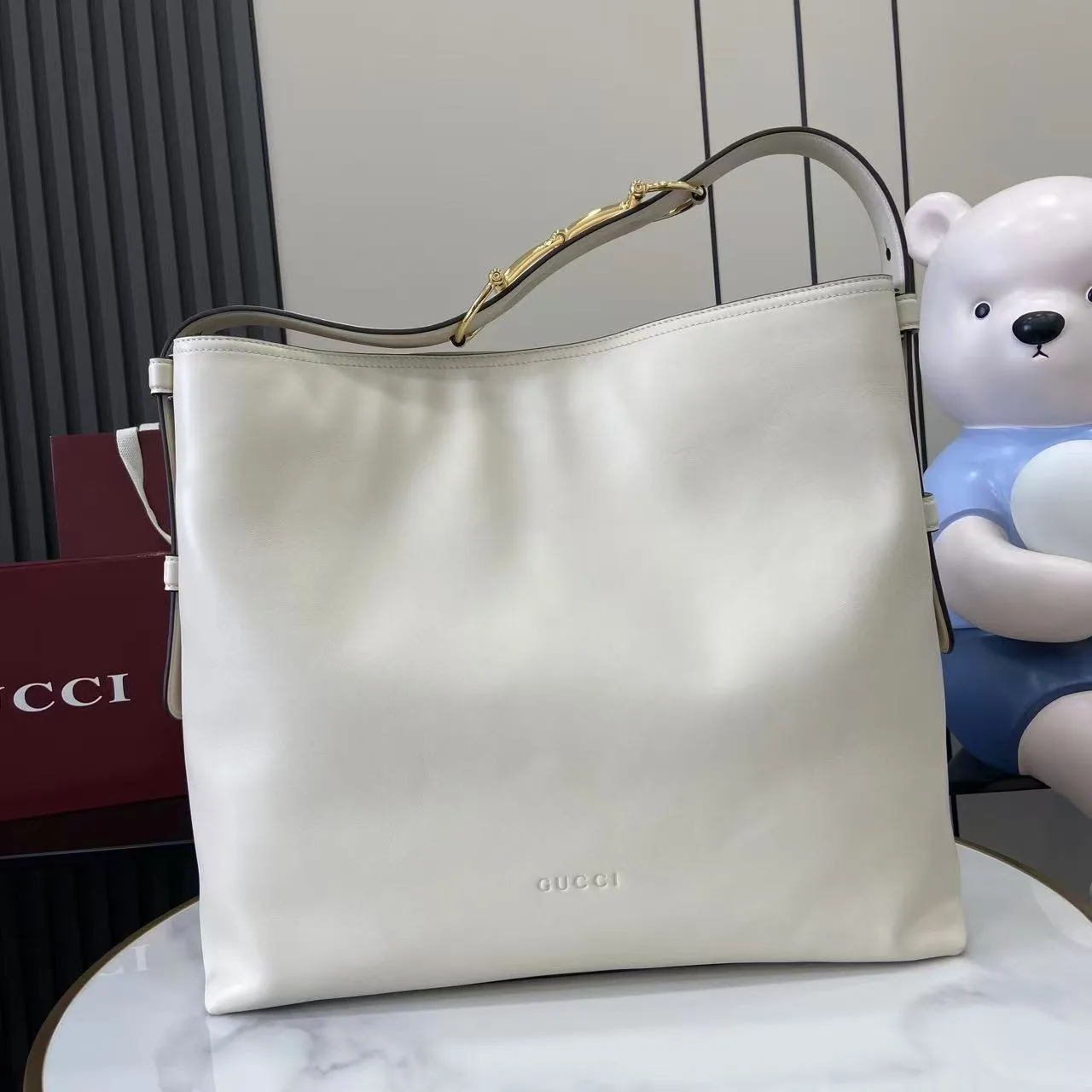 Gucci White Smooth Leather Tote Bag product photo from LabelPicks