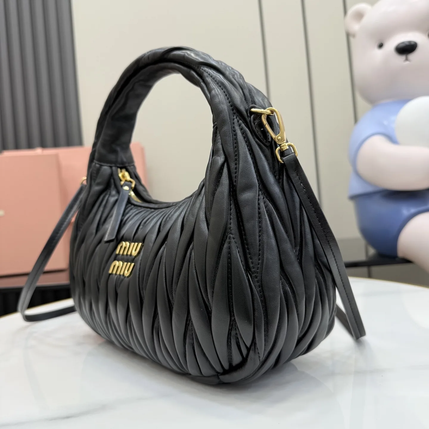 Miu Miu Matelasse Black Lambskin Hobo Bag product photo from LabelPicks