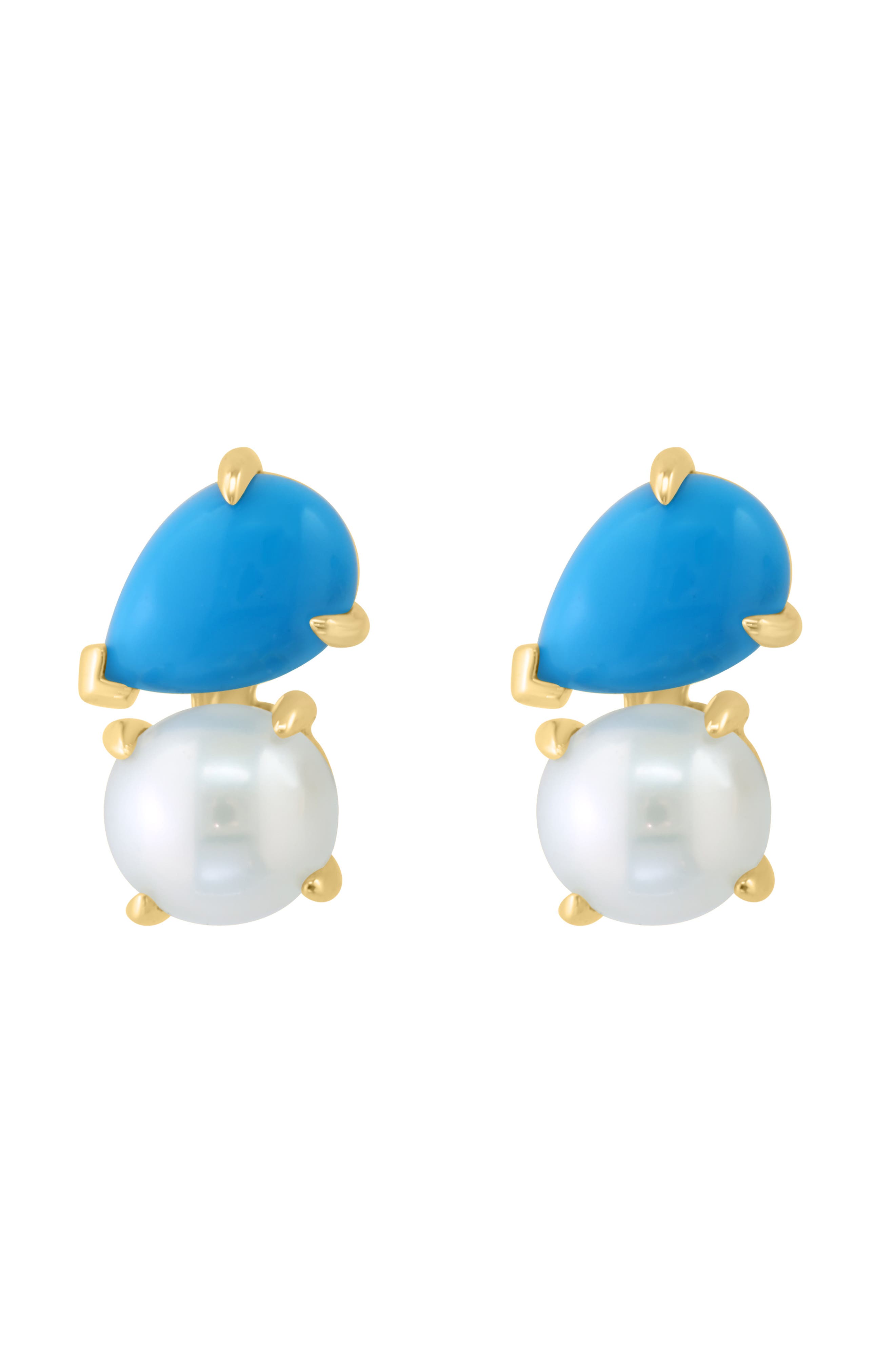 EFFY Turquoise & Freshwater Pearl Stud Earrings