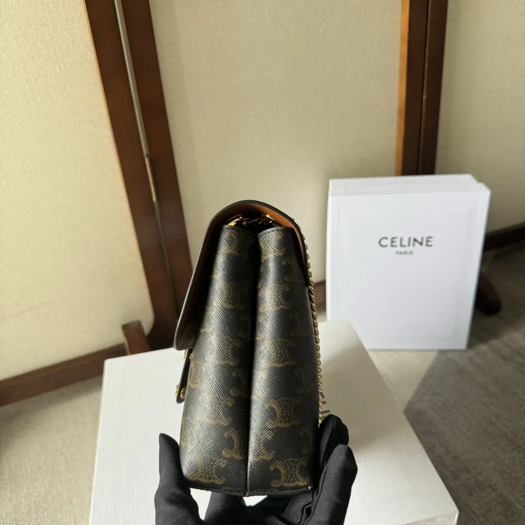 Celine Triomphe Silver Grained Leather Crossbody Bag product photo from LabelPicks