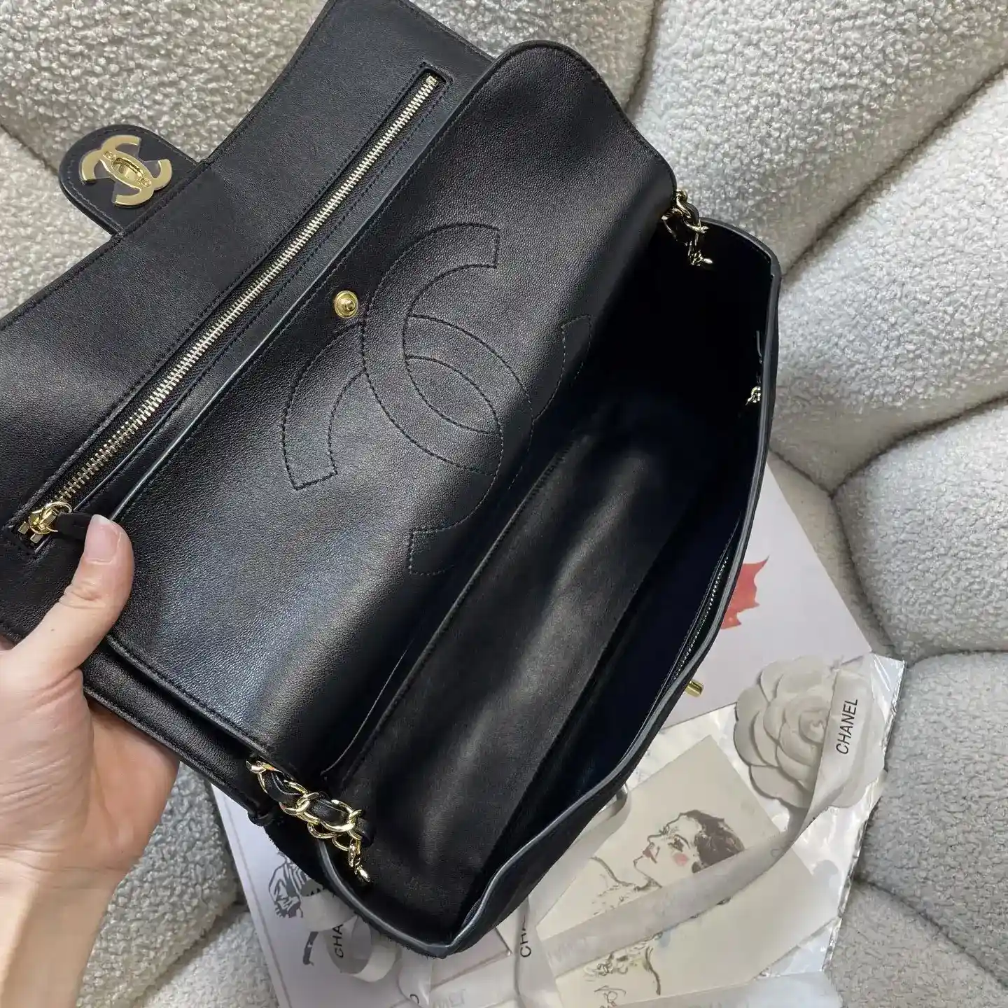 Chanel Black Classic Flap Grained Leather Tote Bag product photo from LabelPicks