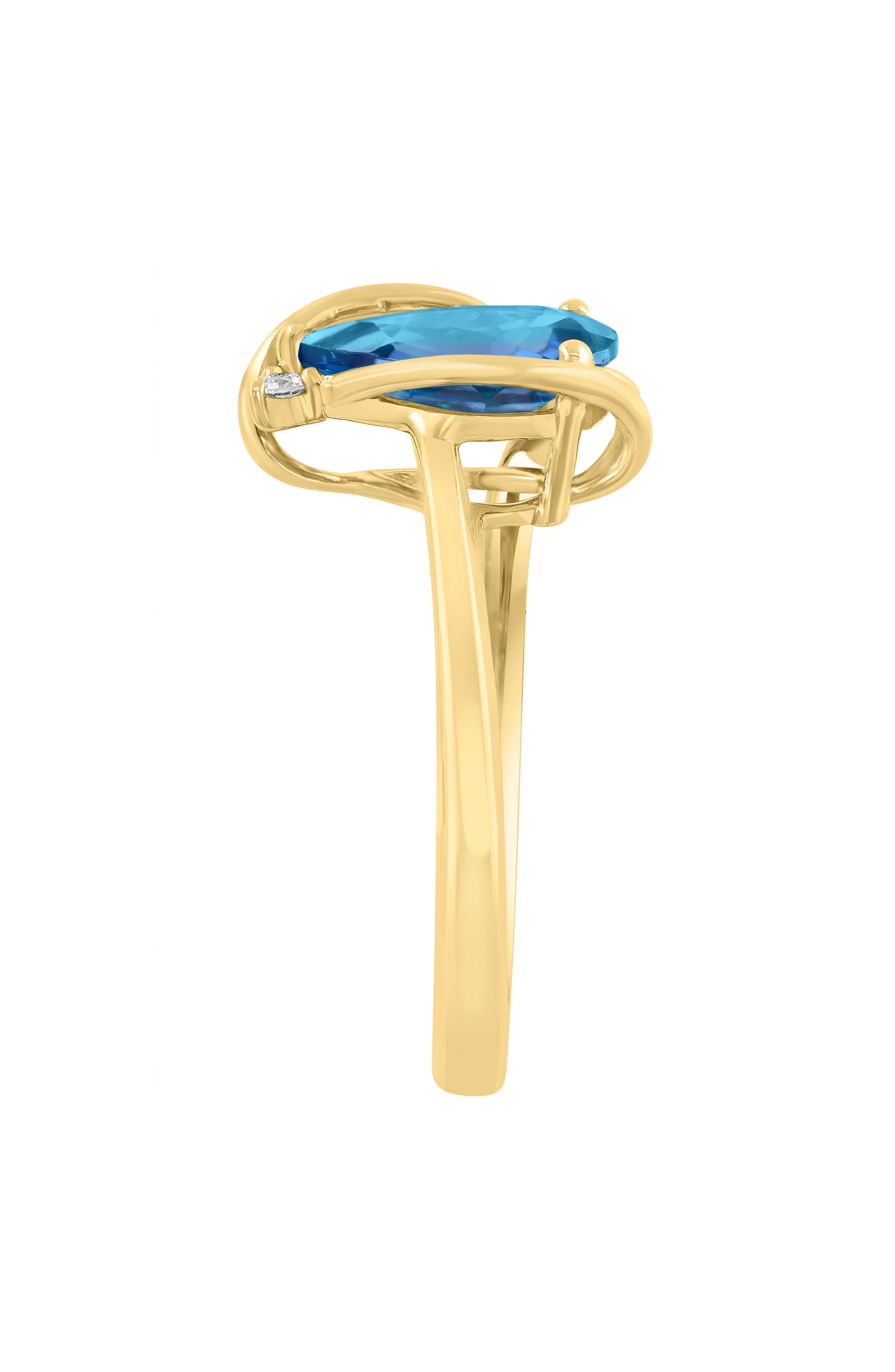 EFFY 14K Gold Plated Sterling Silver Blue Topaz & Diamond Ring