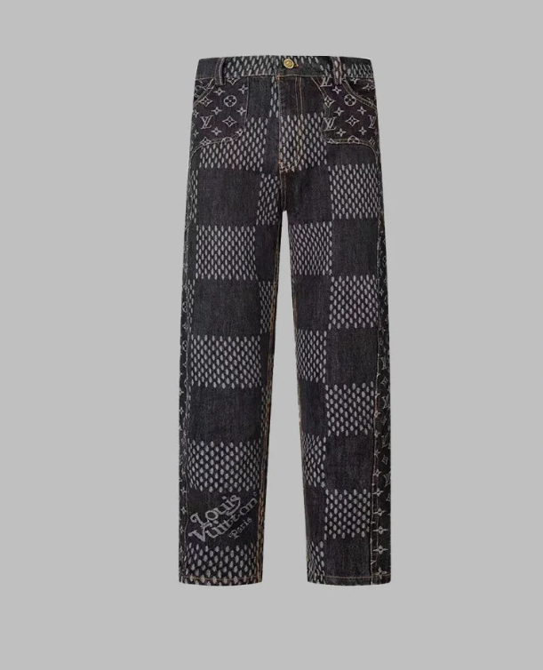 1014 High quality jacquard heavy wash denim pant