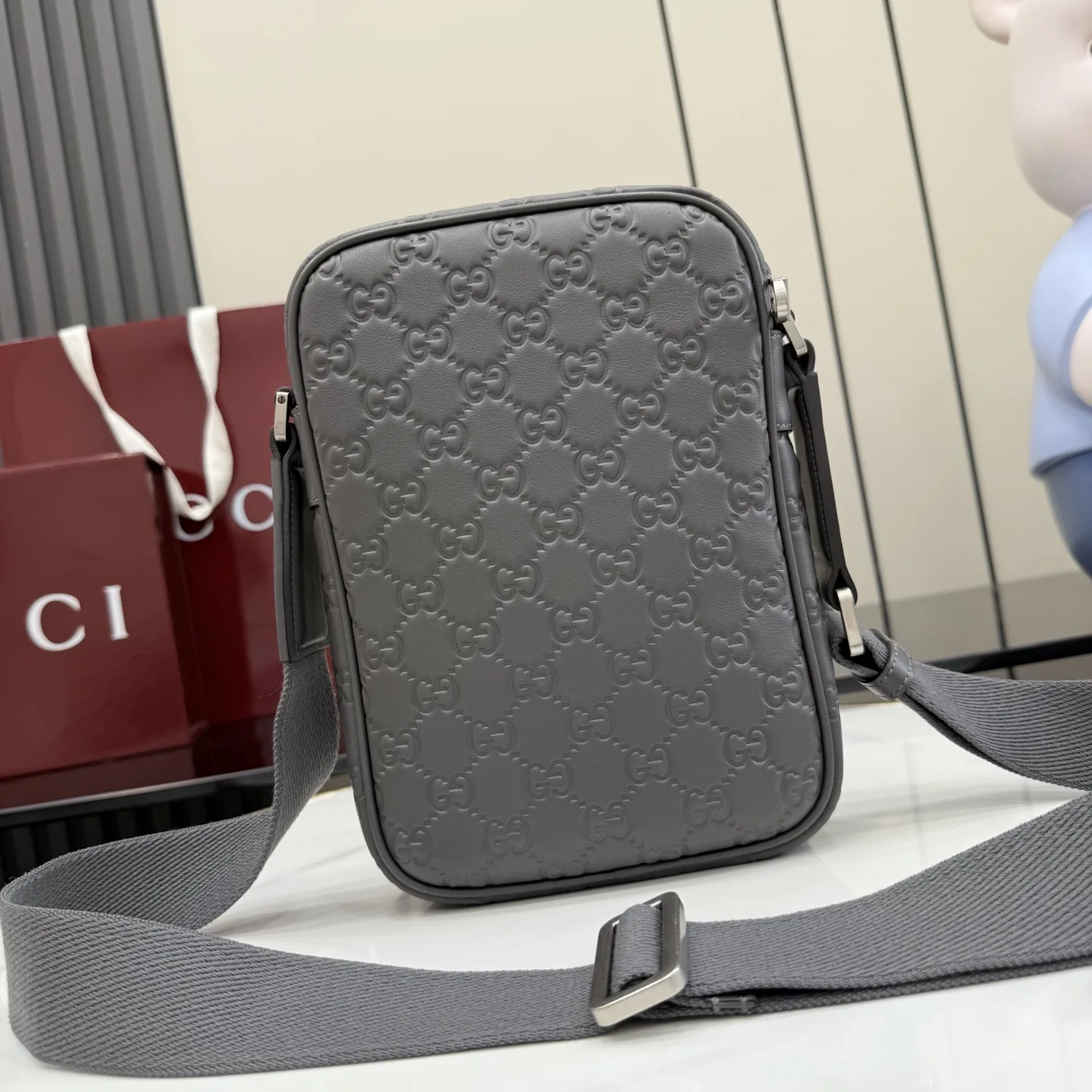 Gucci Grey Smooth Leather Crossbody Bag product photo from LabelPicks
