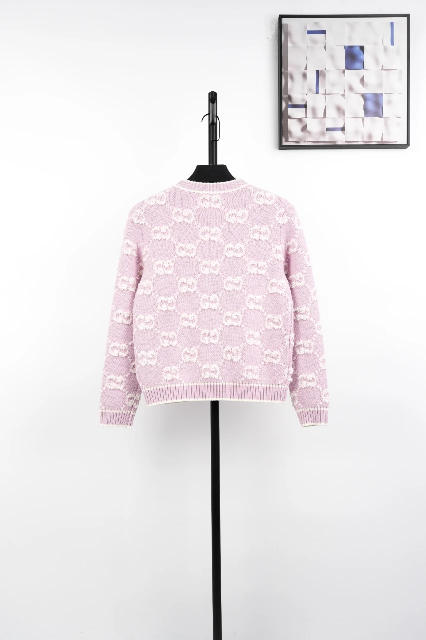 GUCCI Pink GG Jacquard Wool Cardigan product photo from LabelPicks