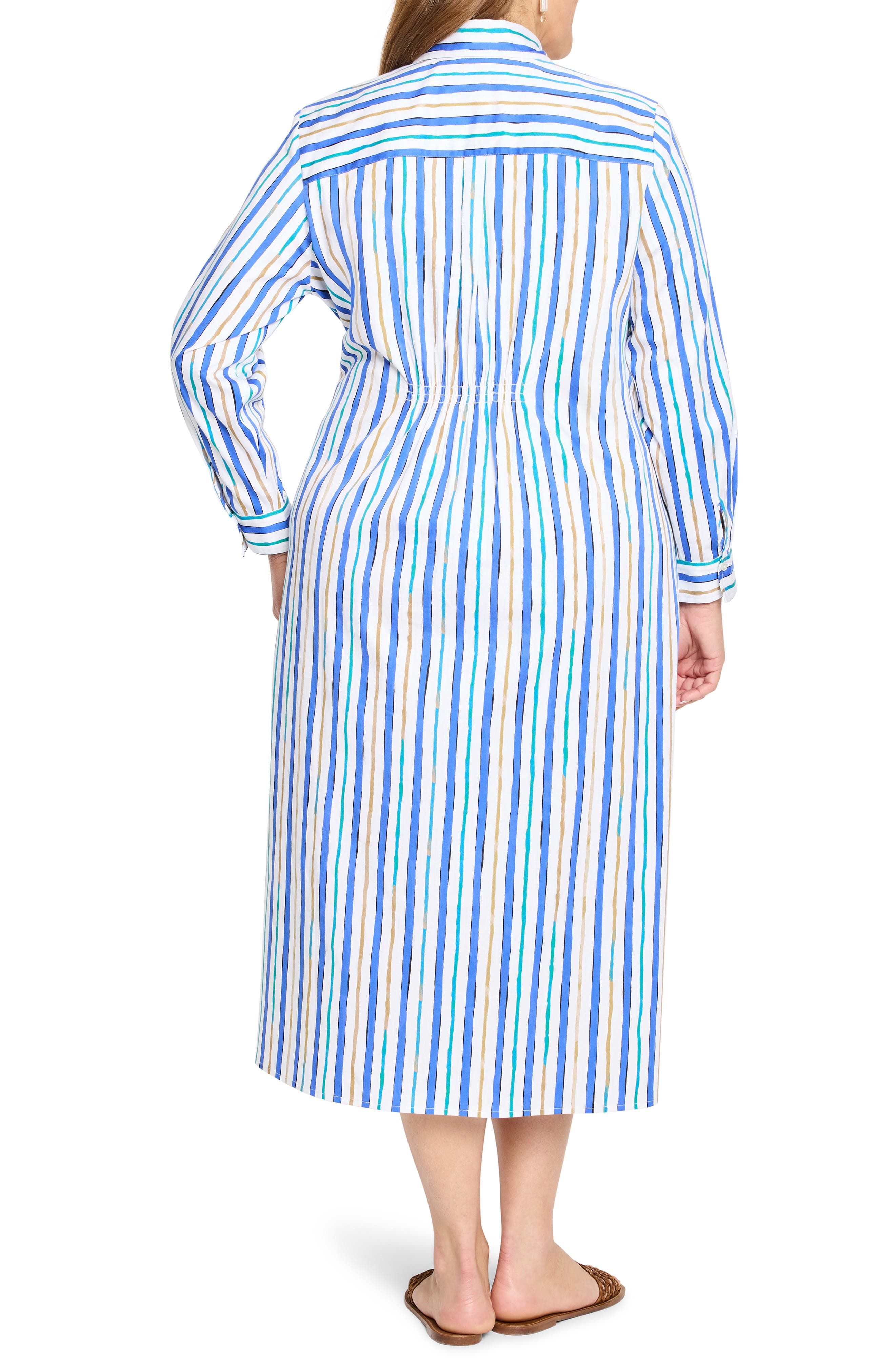 NIC+ZOE Jamie Oasis Stripe Long Sleeve Shirtdress