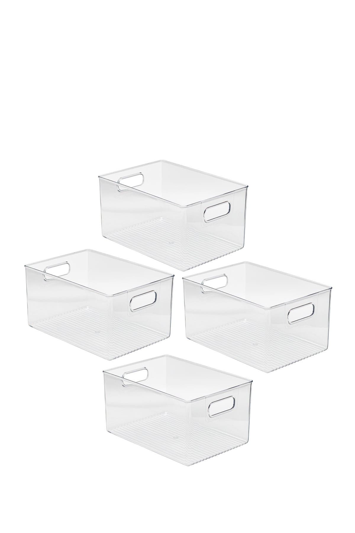 SORBUS Large Clear Storage Bins - Pack of 4