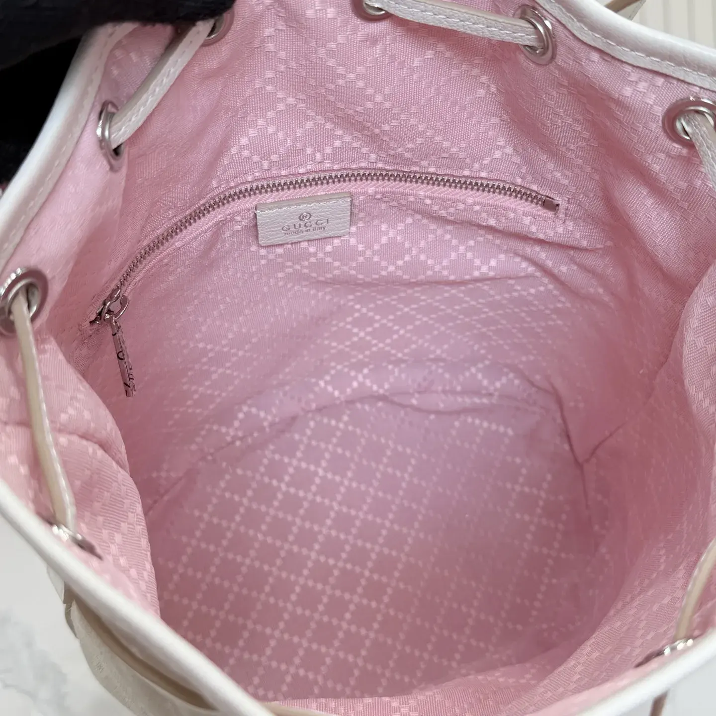 Gucci White Generation Canvas and Leather Bucket Bag product photo from LabelPicks