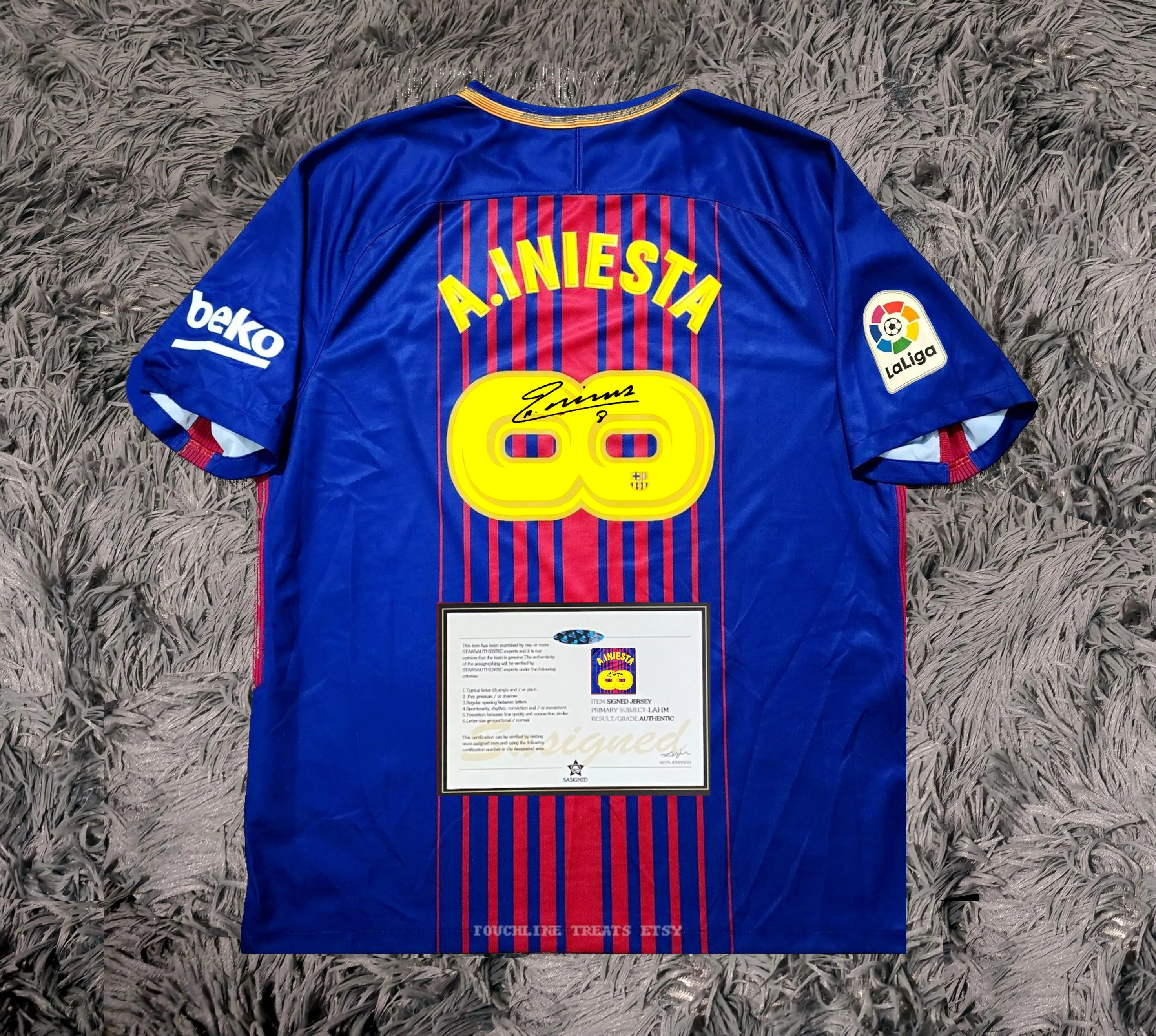 Andr茅s Iniesta SIGNED Barcelona 17/18 INFINITY Final Home Jersey/Shirt - COA - 2017