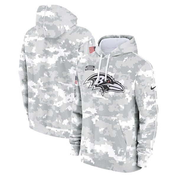 Baltimore Ravens Nike 2024 Salute to Service Club Fleece Pullover Hoodie - Arctic Camo