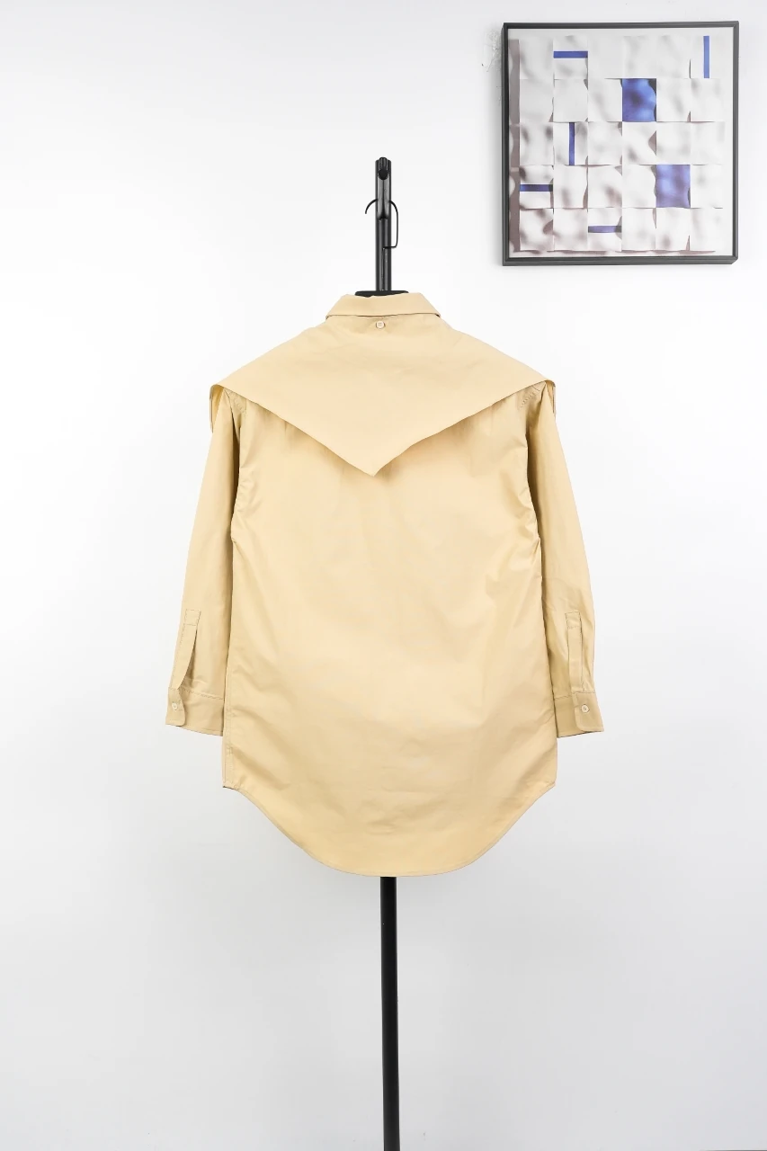 Miu Miu Khaki Bow Poplin Long Sleeve Shirt product photo from LabelPicks