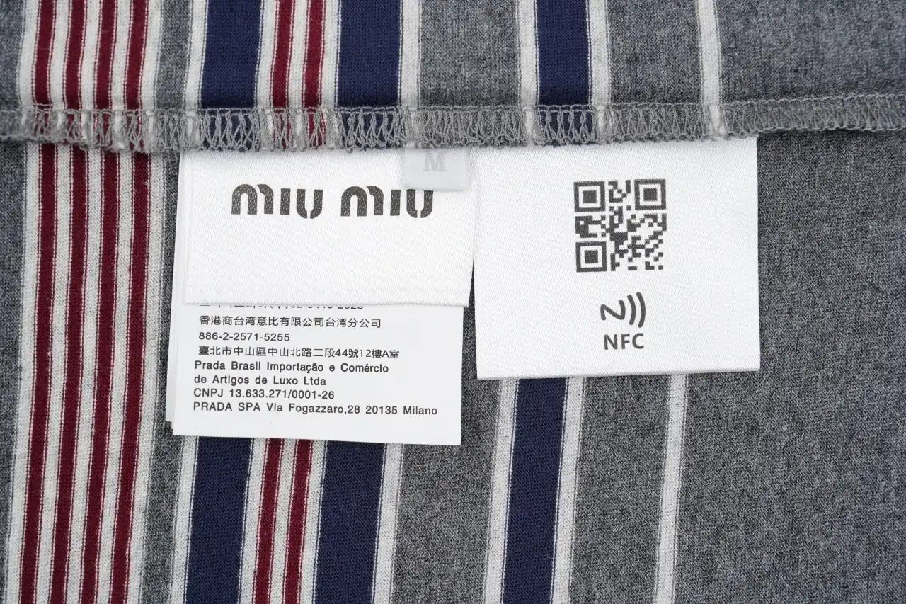 Miu Miu Purple Grey Stripe Crewneck Long Sleeve T-Shirt product photo from LabelPicks