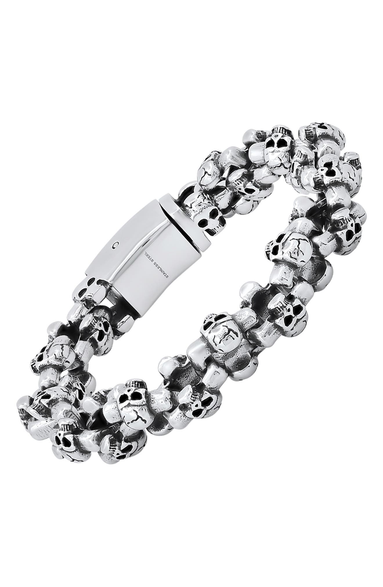 HMY JEWELRY Stainless Steel Skull Chain Bracelet