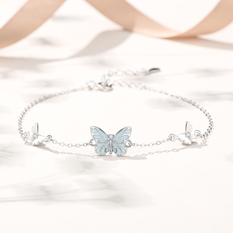 Original luminous butterfly bracelet, made of 925 sterling silver, minimalist and elegant, a unique accessory for friends, perfect as a Valentine's Day gift